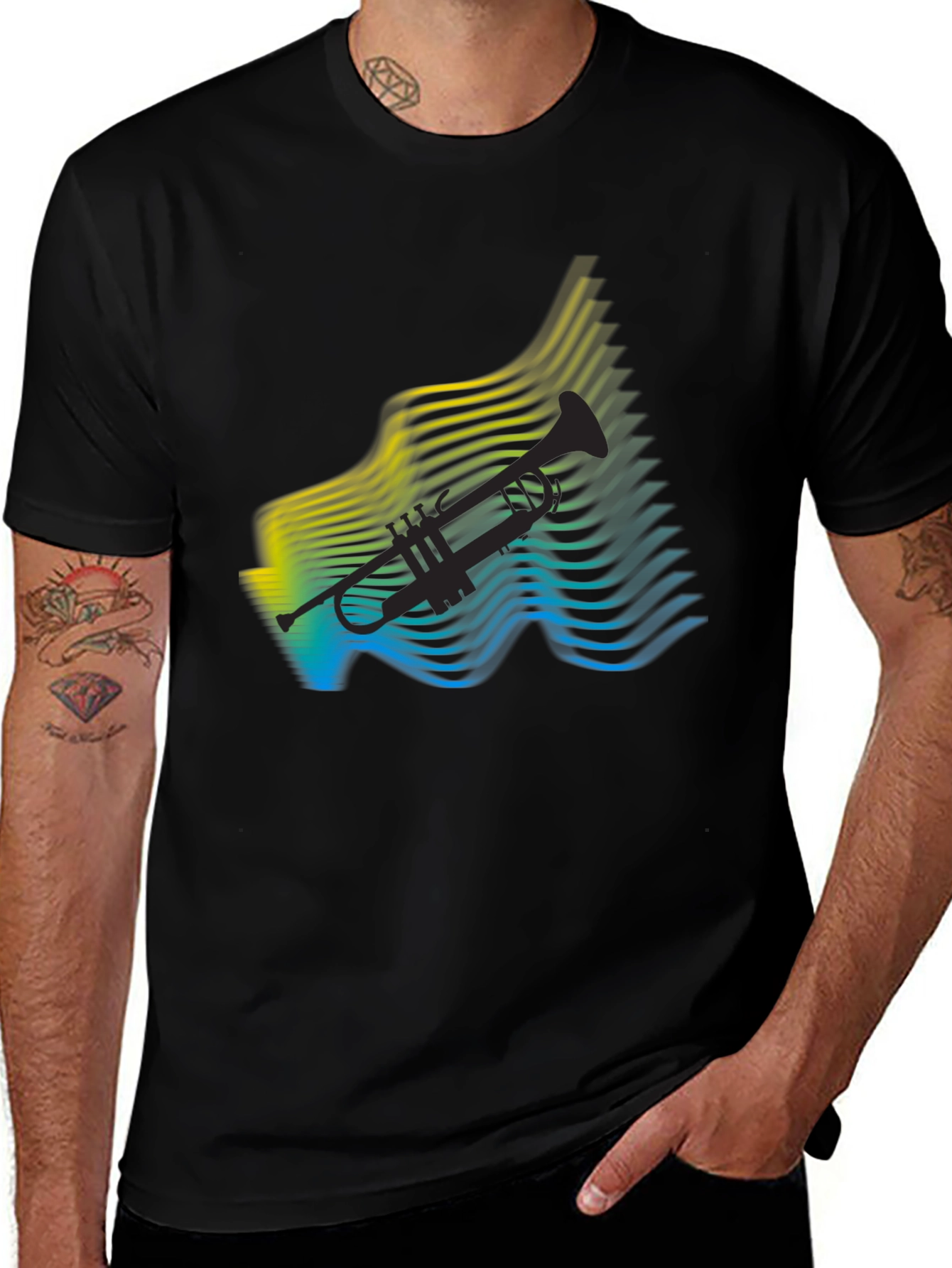 Abstract Trumpet Graphic T-Shirt