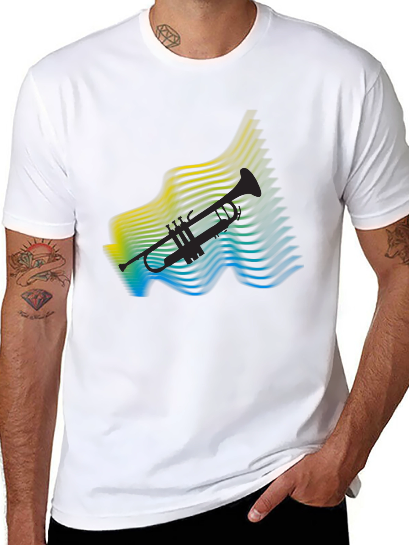 Abstract Trumpet Graphic T-Shirt