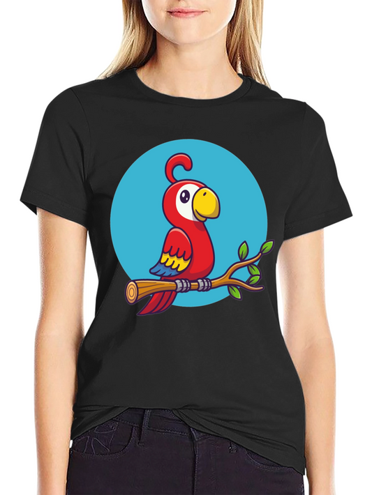 Cartoon Parrot T-Shirt - Quirky Graphic Tee