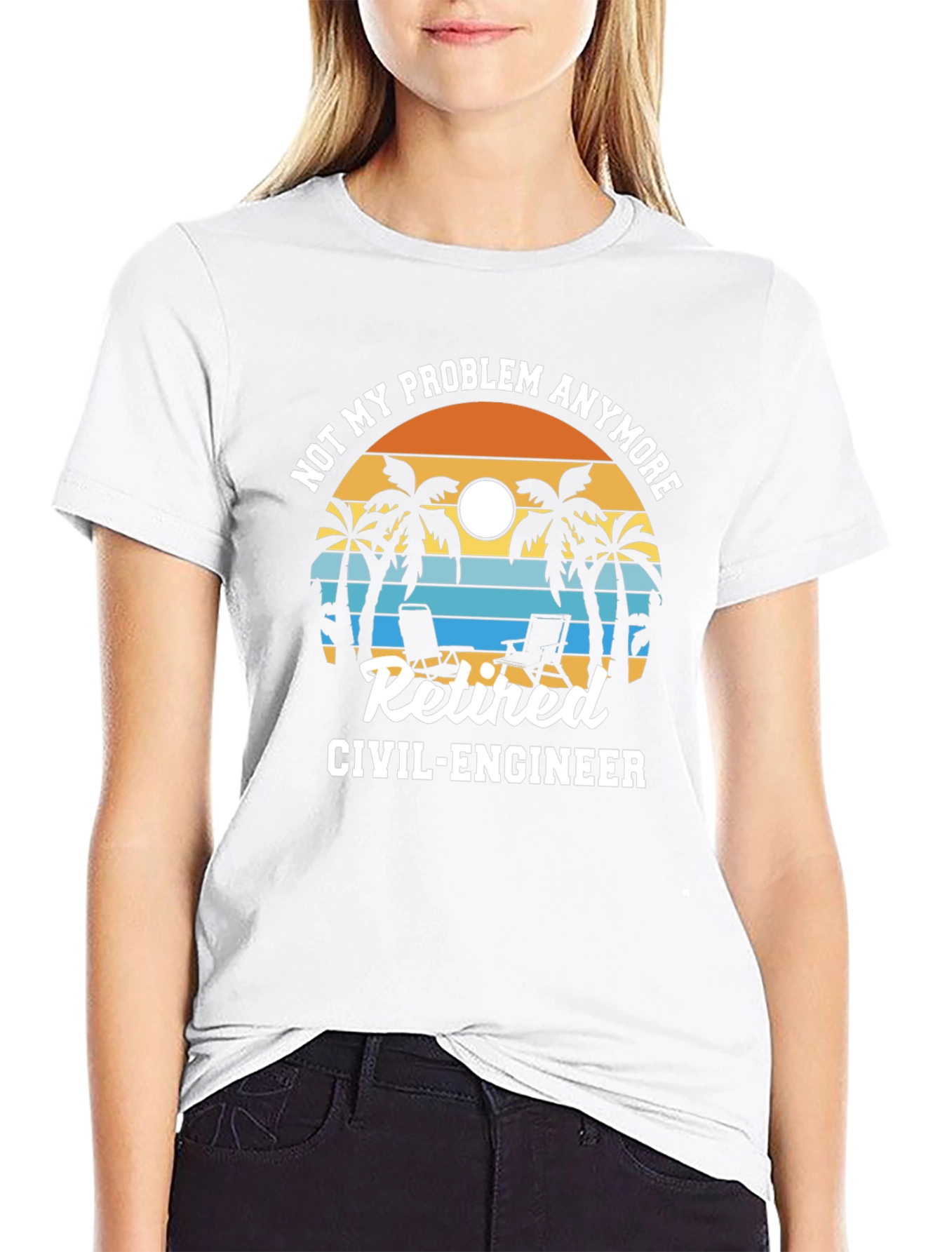 Retired Civil Engineer T-Shirt Palm Tree Design