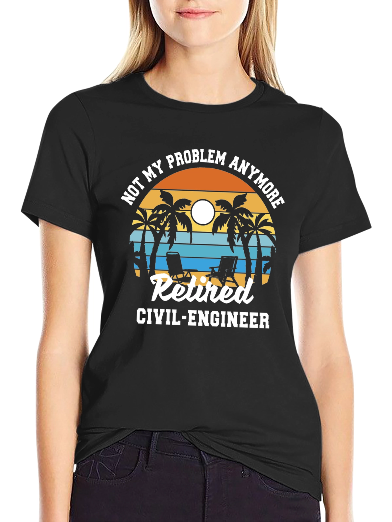 Retired Civil Engineer T-Shirt Palm Tree Design