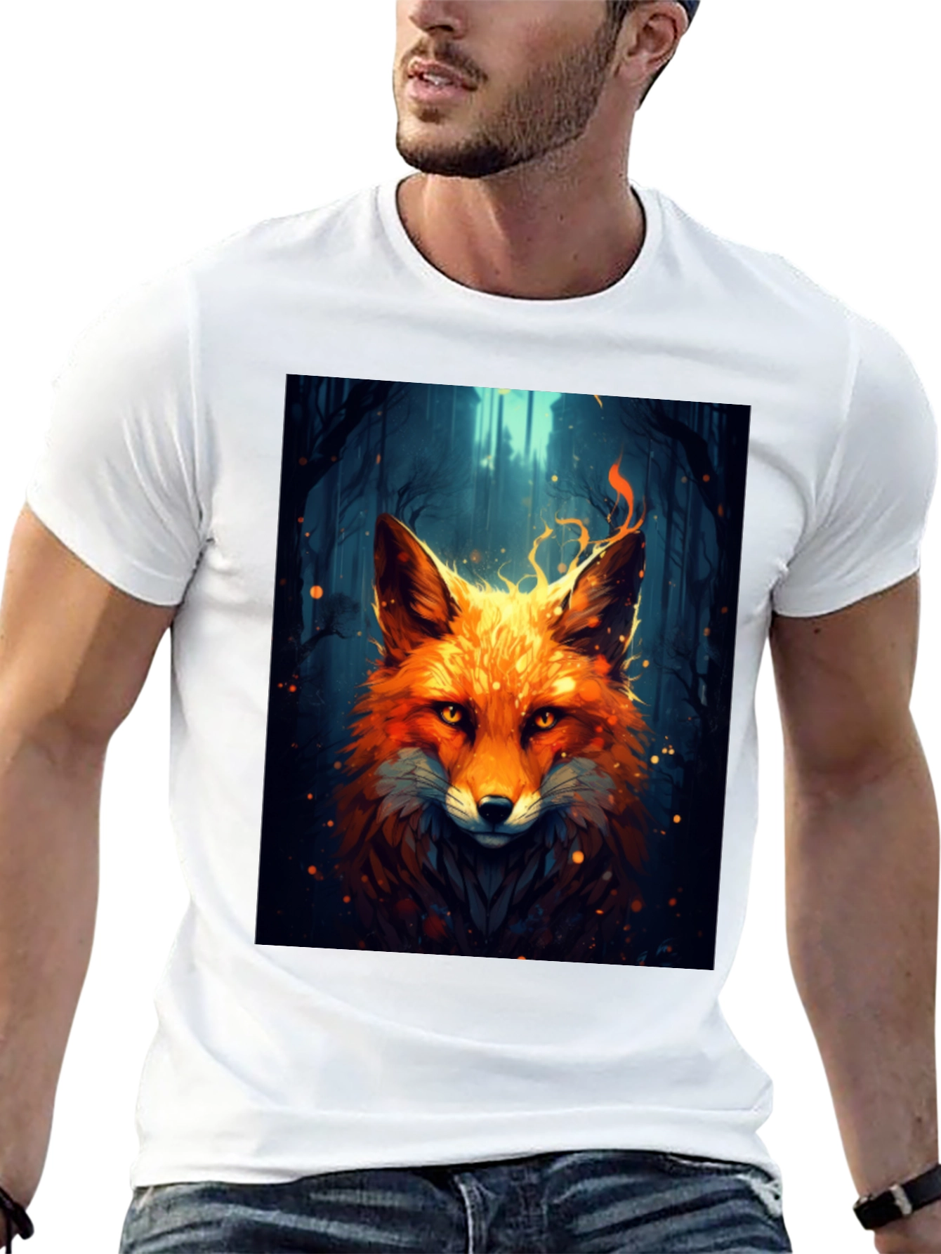 Fiery Fox Graphic Tee - Bold Animal Print Shirt