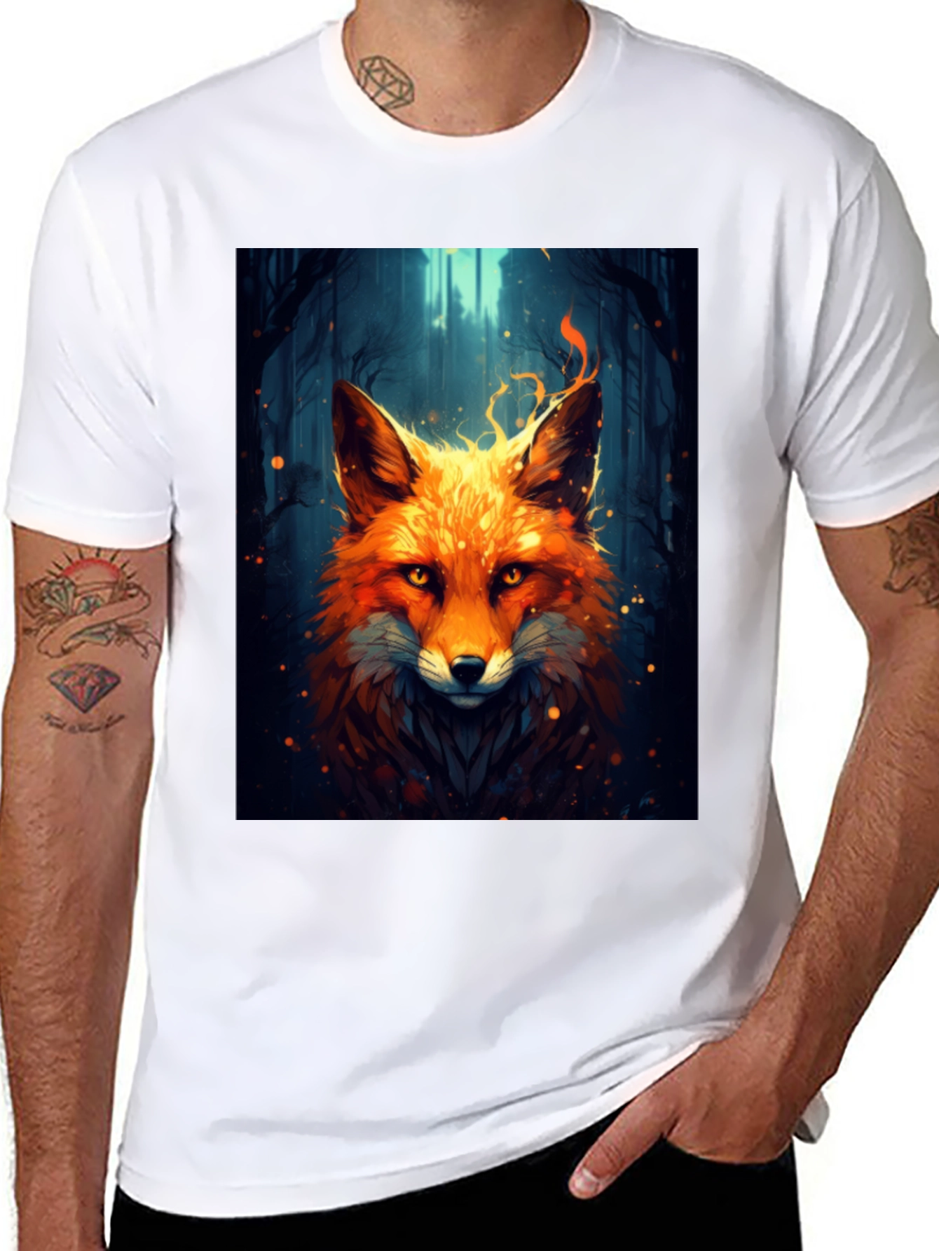 Fiery Fox Graphic Tee - Bold Animal Print Shirt