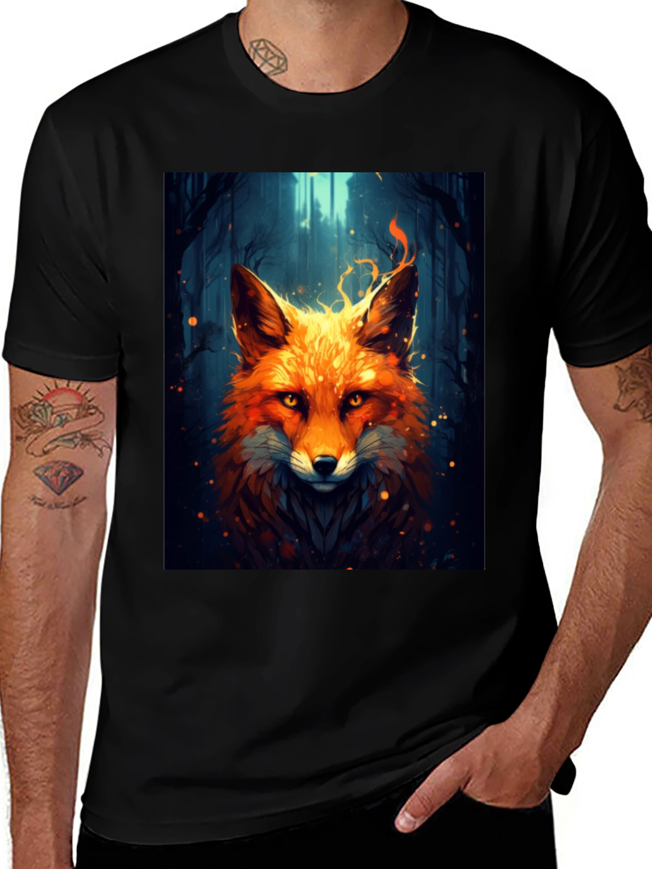 Fiery Fox Graphic Tee - Bold Animal Print Shirt