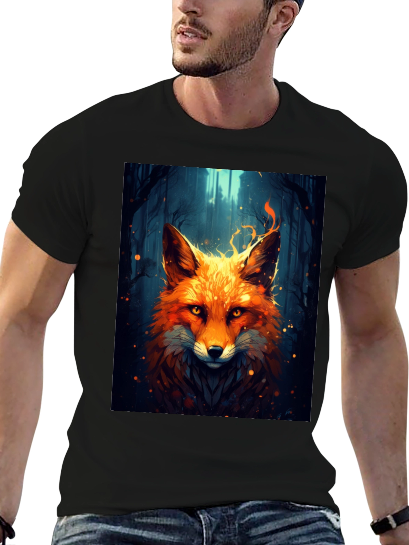 Fiery Fox Graphic Tee - Bold Animal Print Shirt