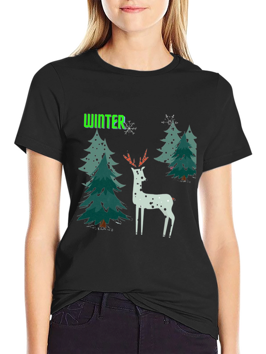 Winter Deer Christmas Graphic T-Shirt