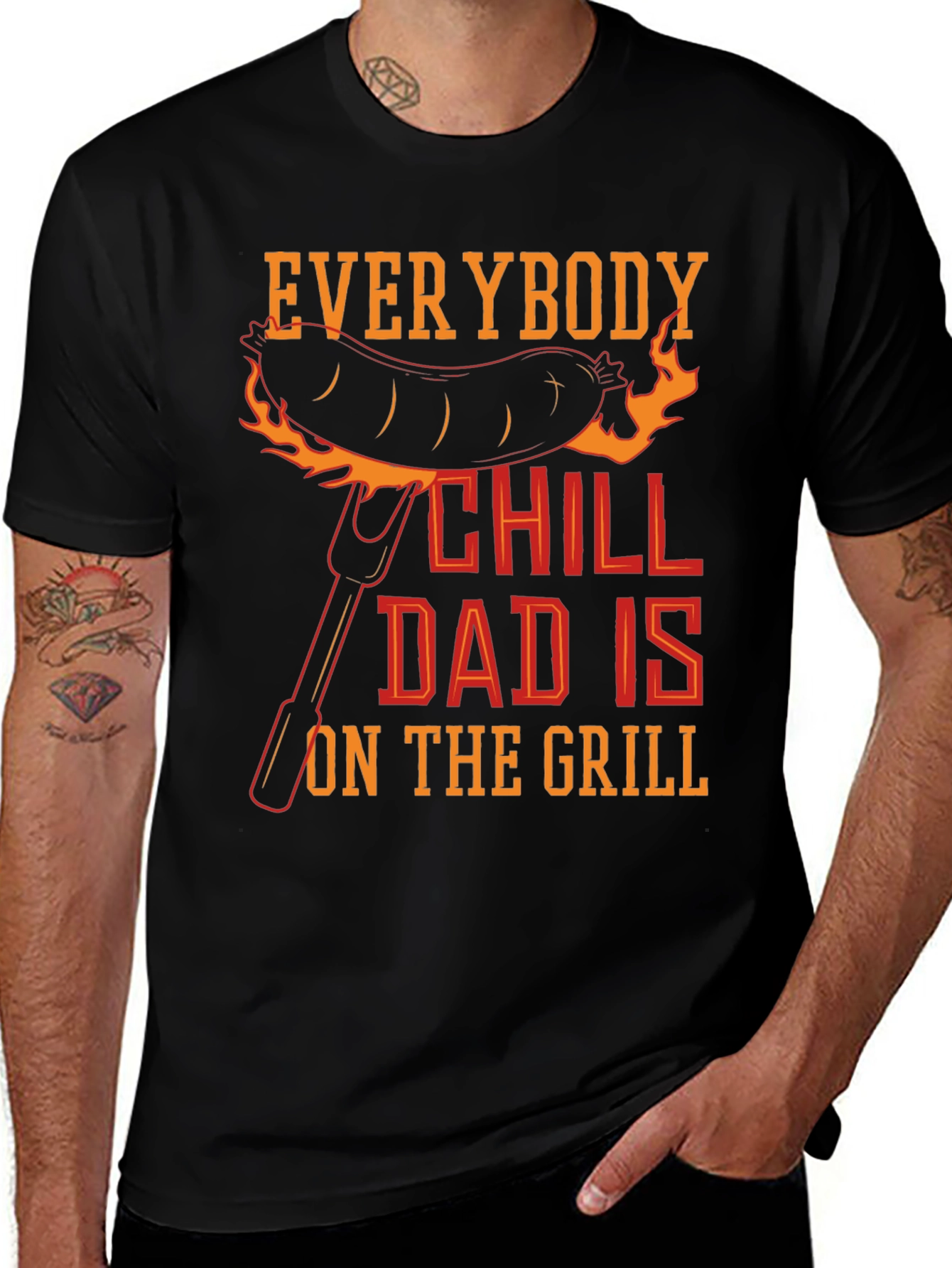 Everybody Chill Dad is on the Grill Graphic Tee