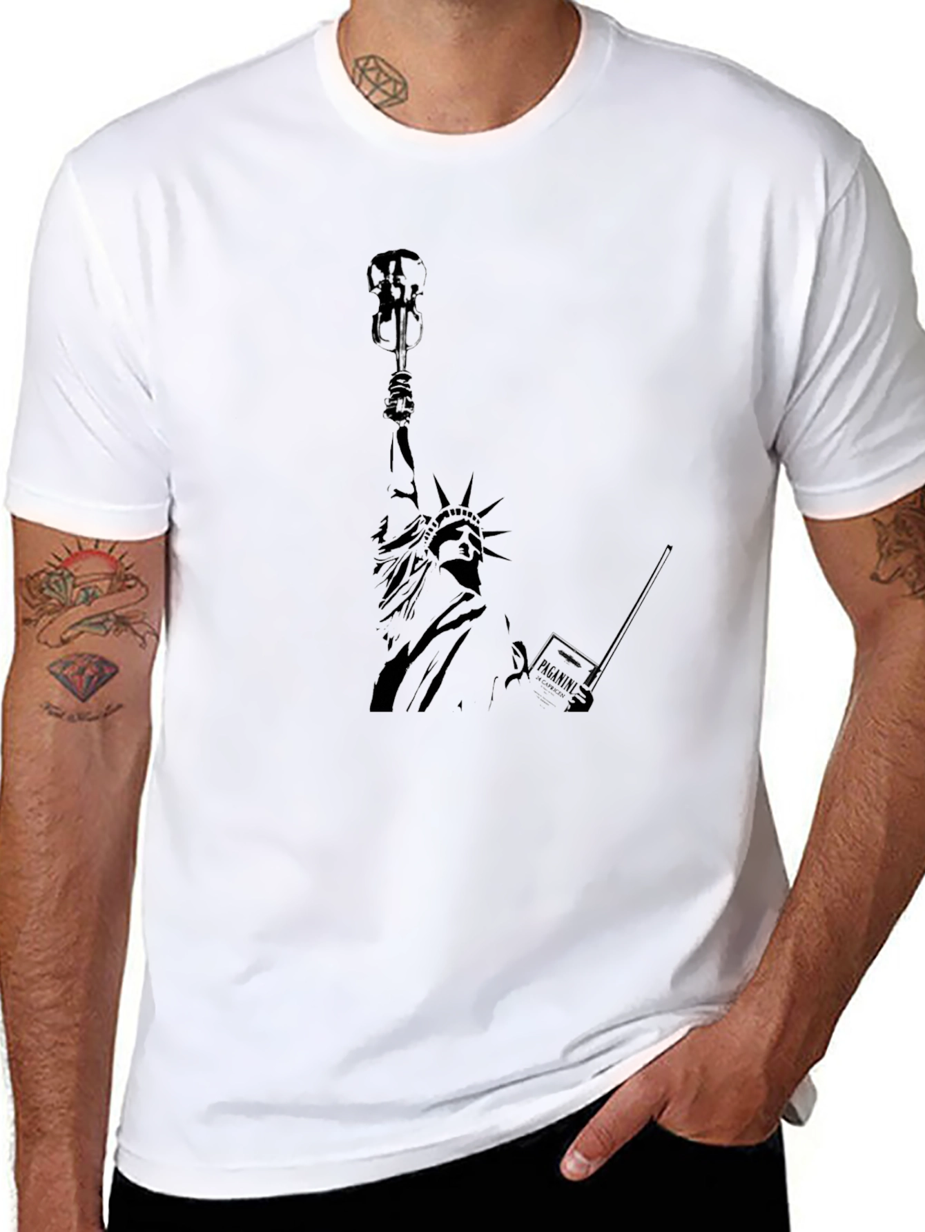 Statue of Liberty Graphic Print Black T-Shirt