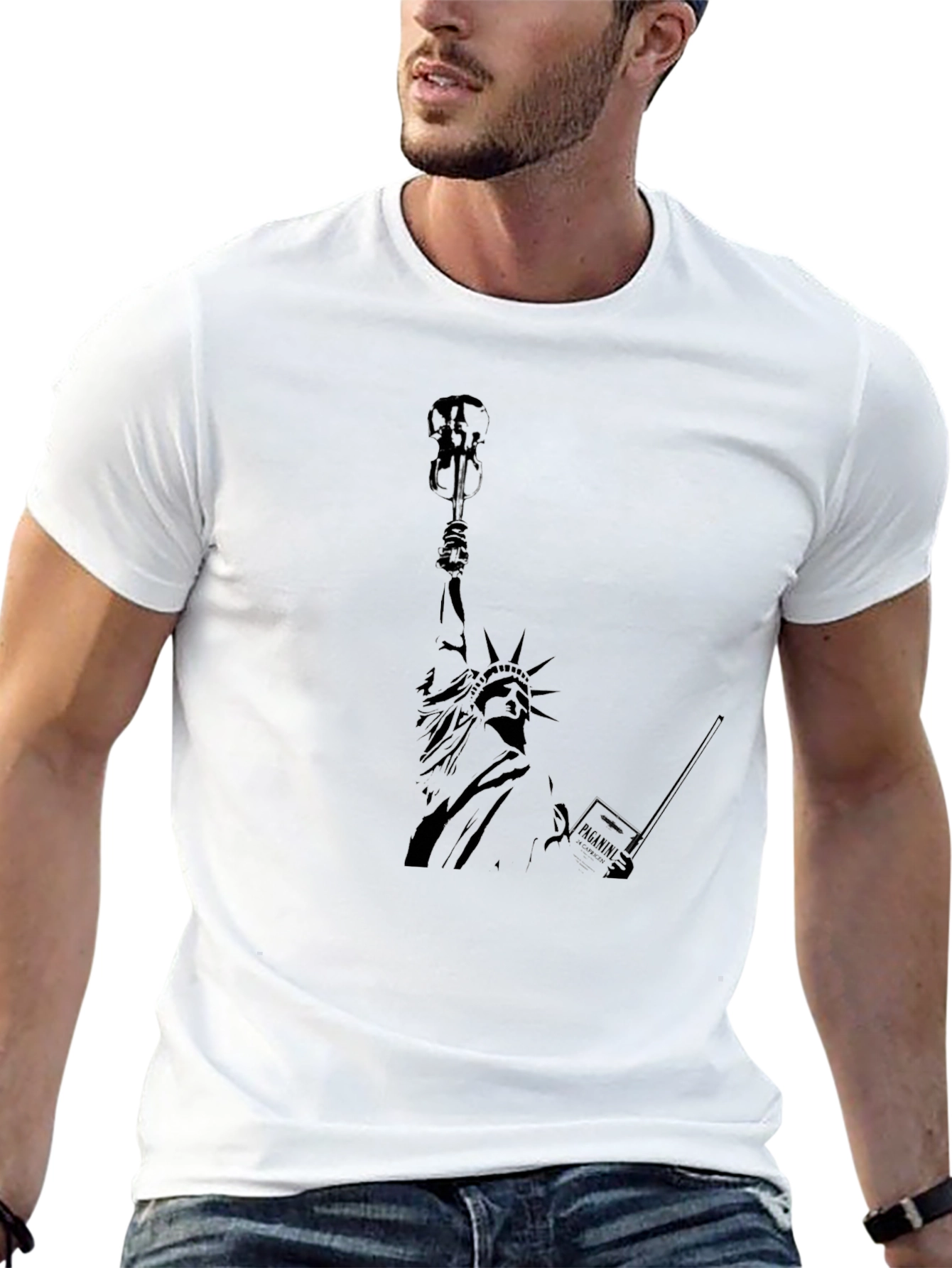 Statue of Liberty Graphic Print Black T-Shirt