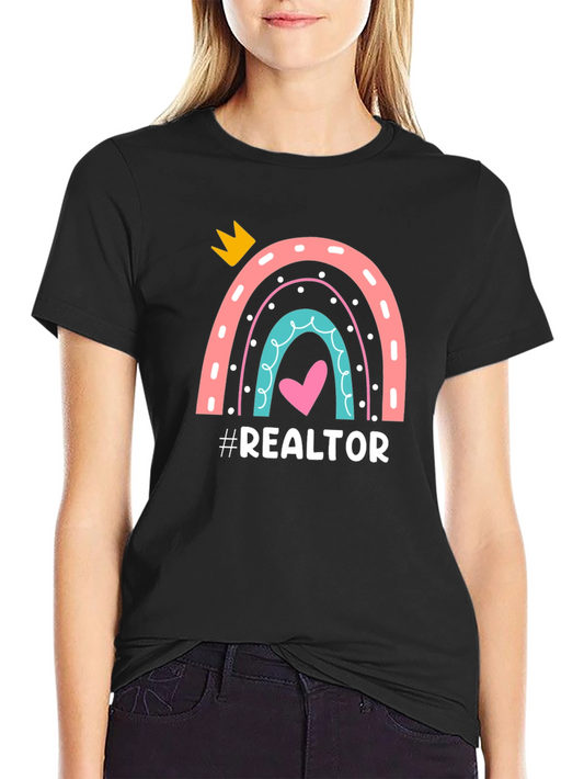 Realtor Rainbow Graphic Tee - Black