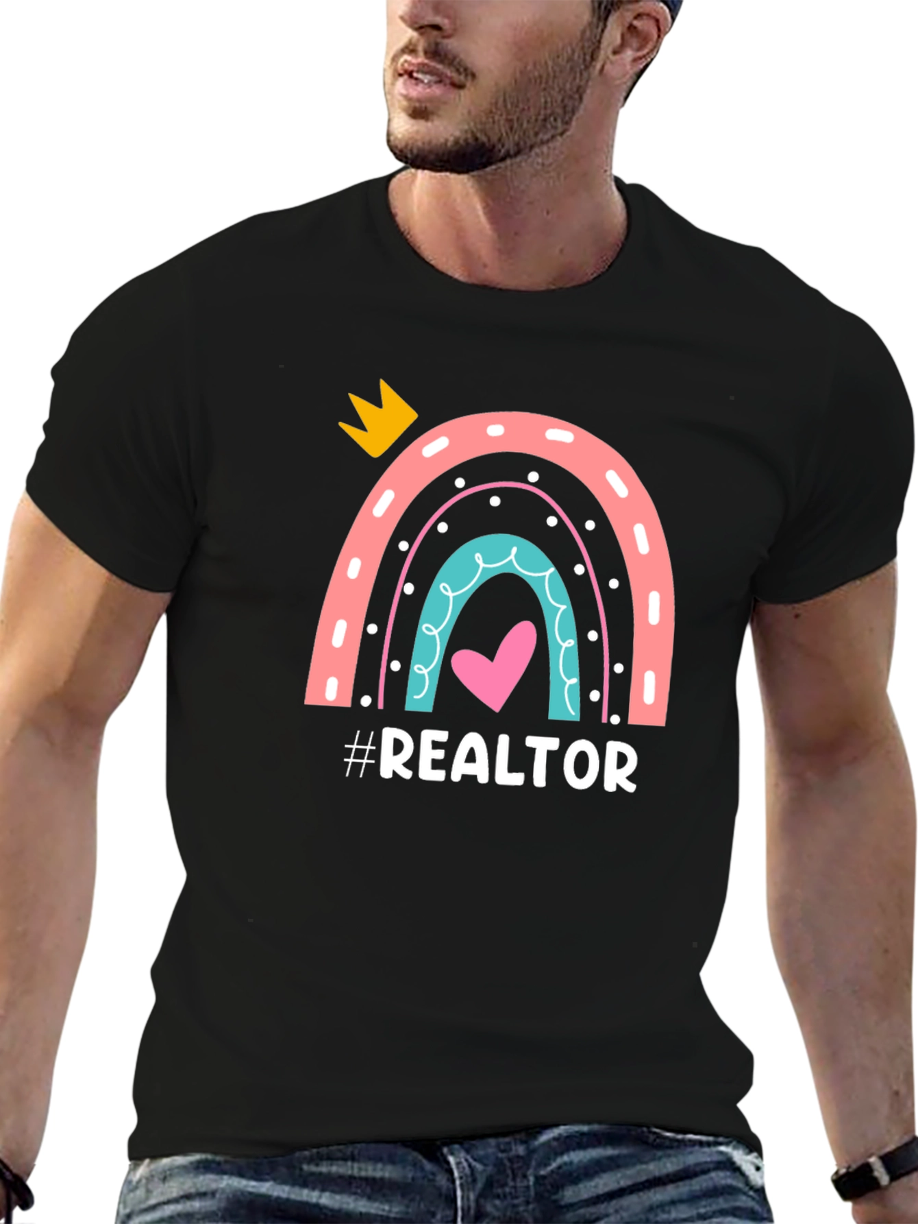 Realtor Rainbow Graphic Tee - Black