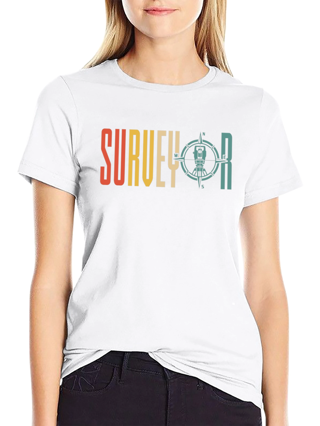 Surveyor Compass Graphic Tee - Black Crew Neck