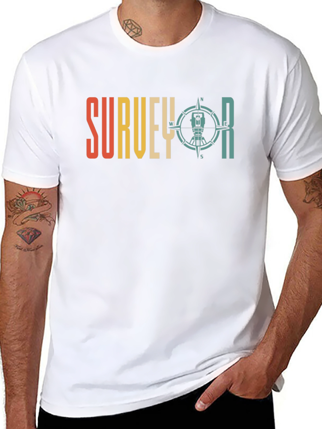 Surveyor Compass Graphic Tee - Black Crew Neck