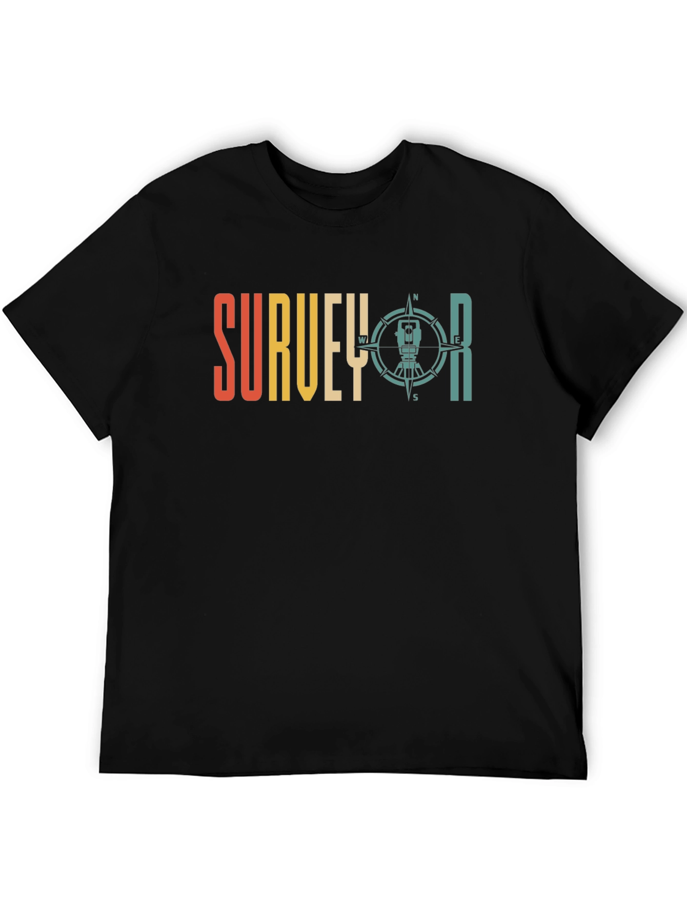Surveyor Compass Graphic Tee - Black Crew Neck