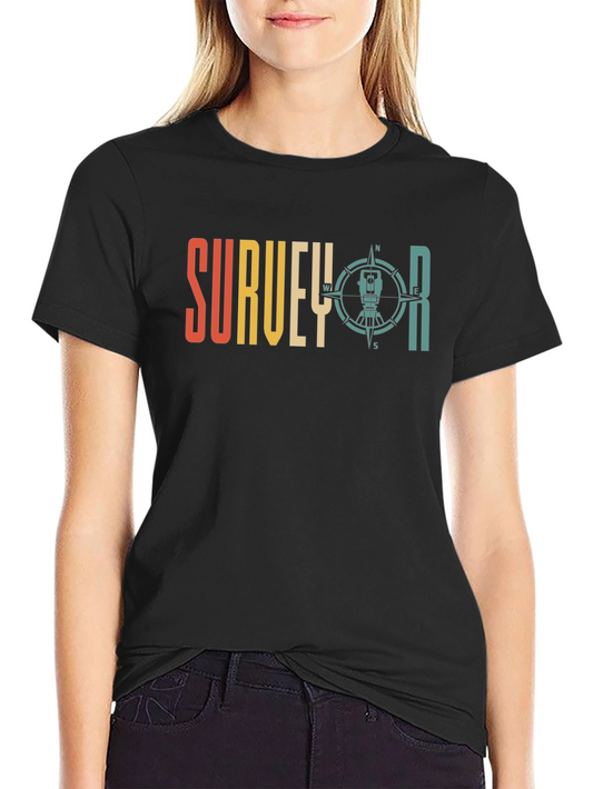 Surveyor Compass Graphic Tee - Black Crew Neck
