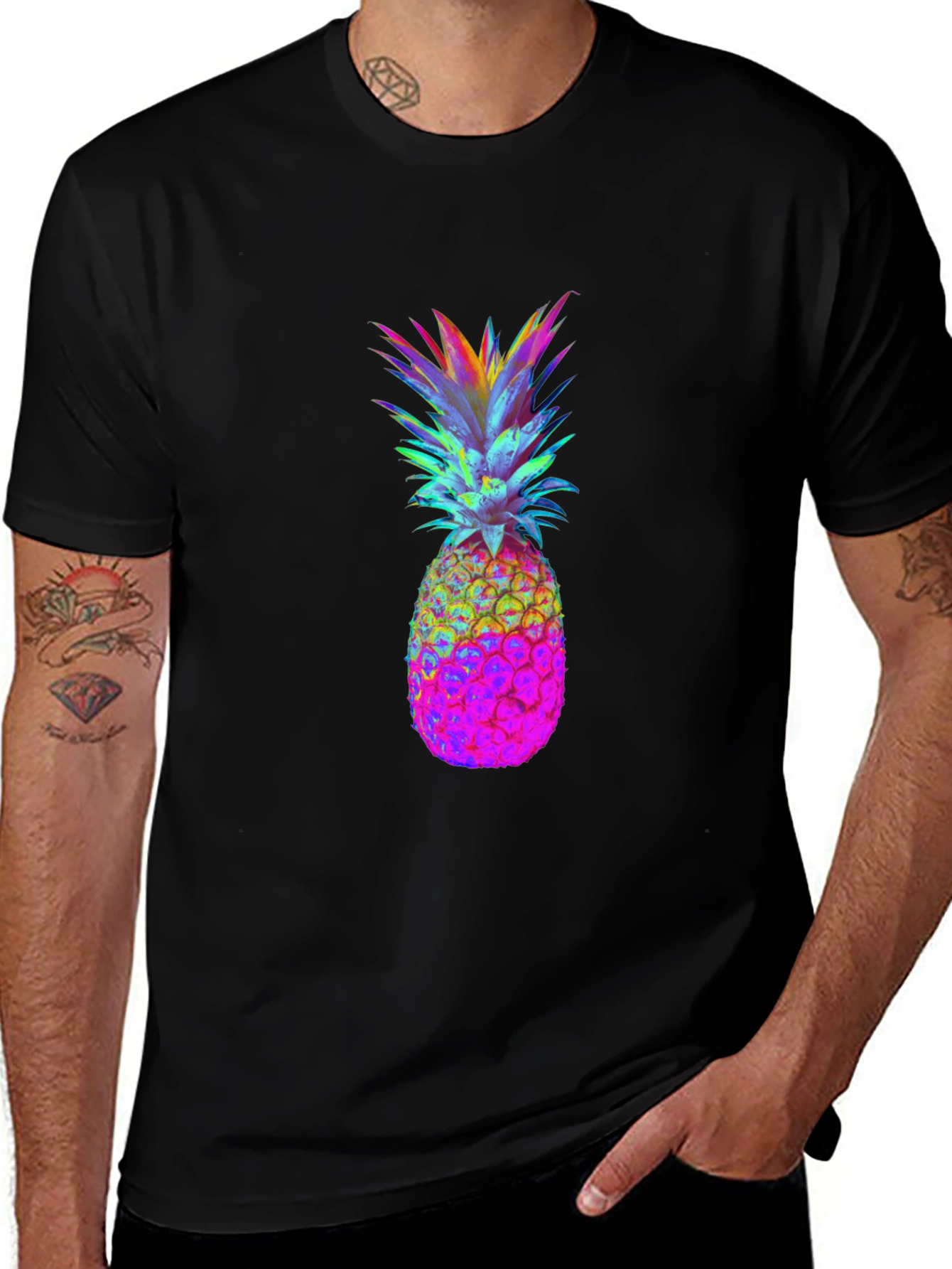Rainbow Pineapple Graphic Tee - Black