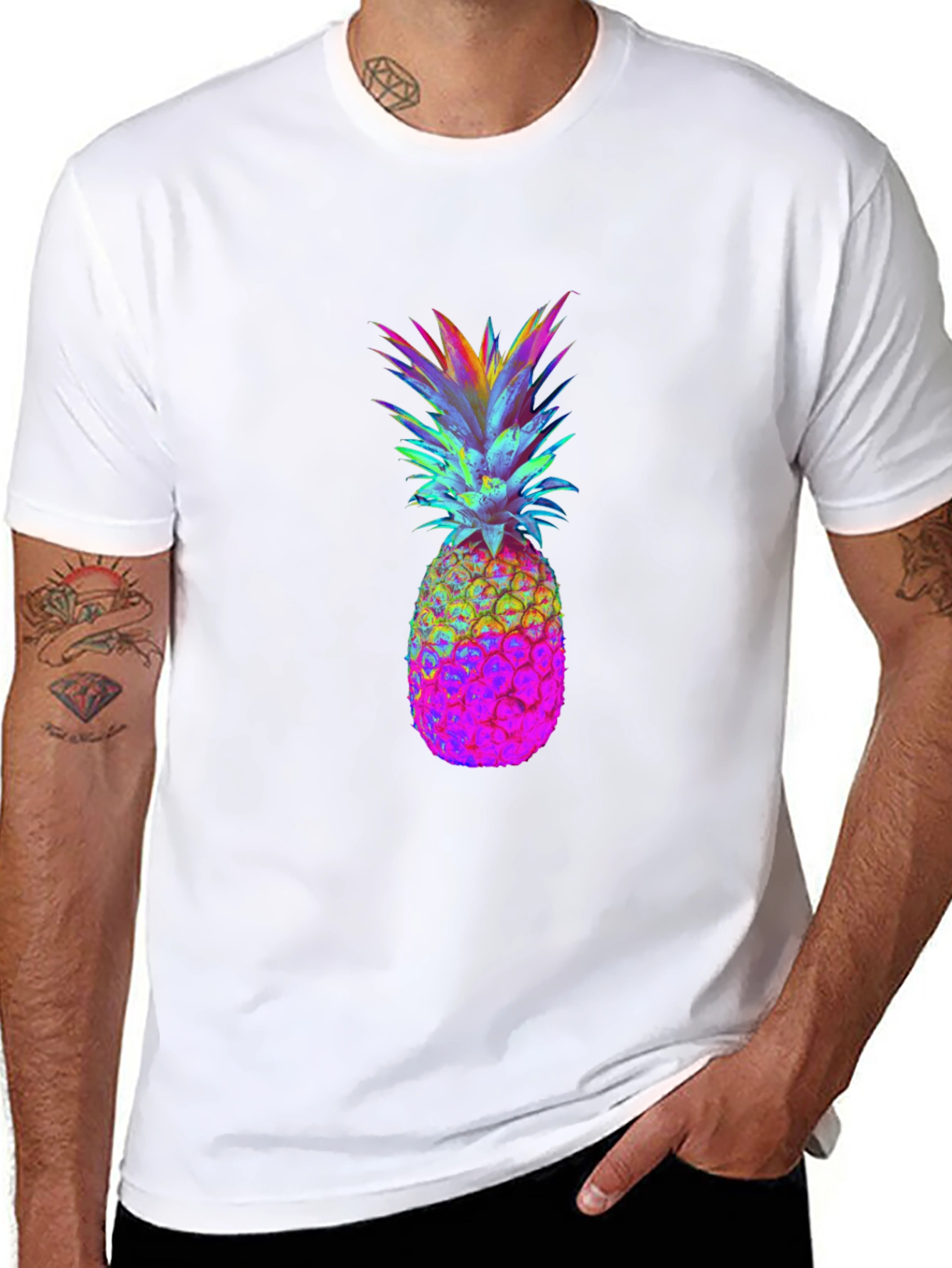 Rainbow Pineapple Graphic Tee - Black