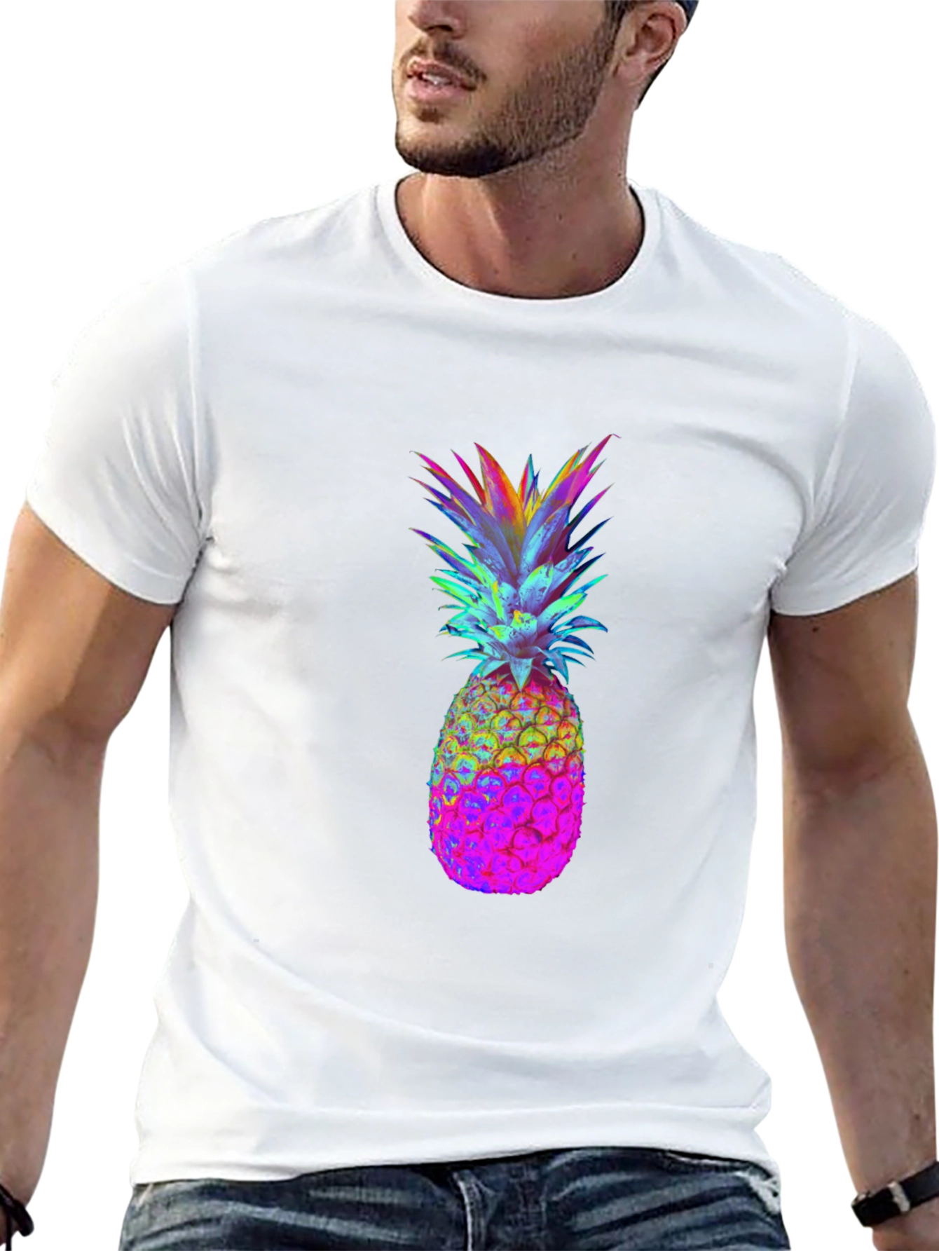 Rainbow Pineapple Graphic Tee - Black