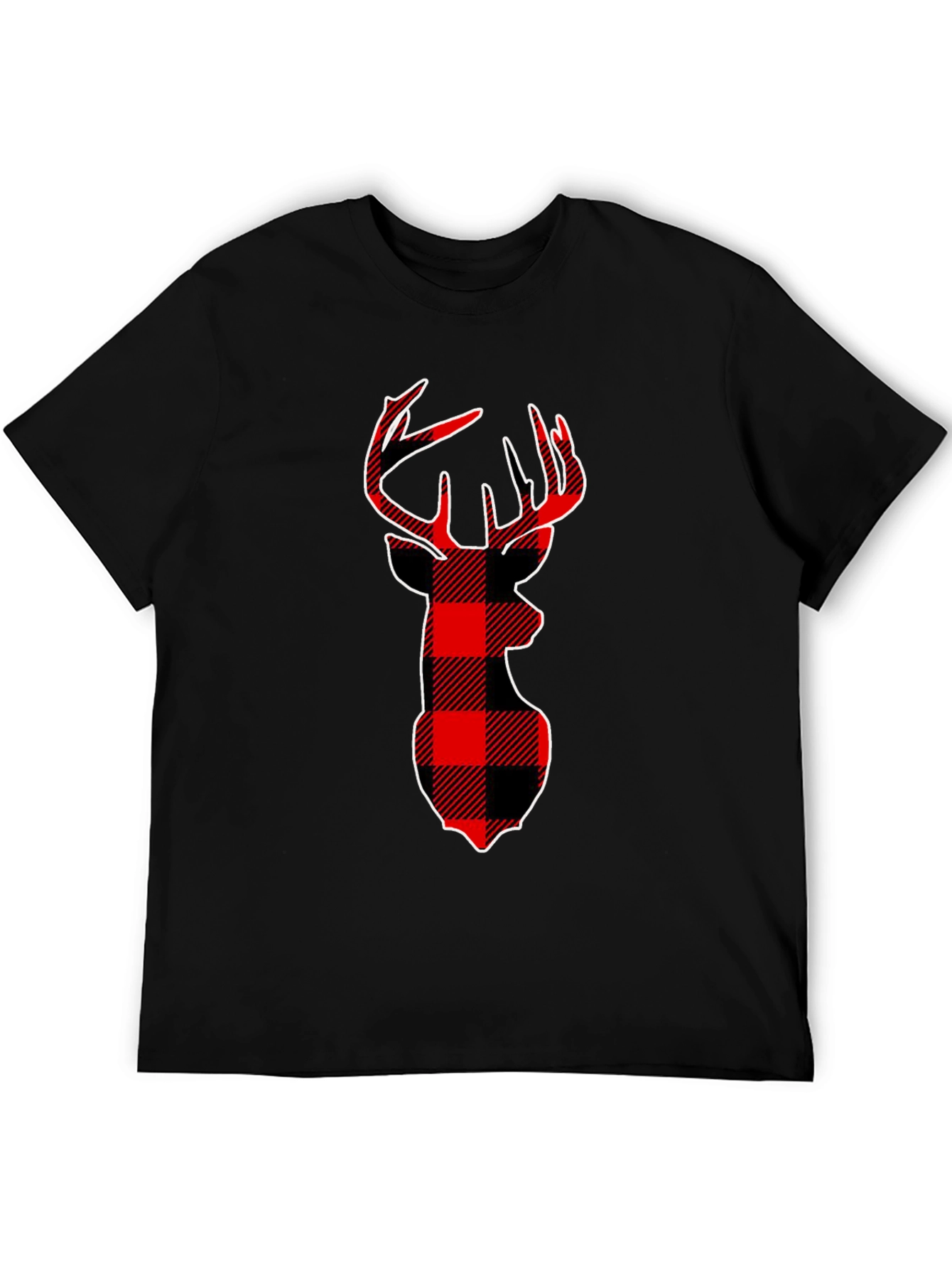 Red Buffalo Plaid Deer Head T-Shirt