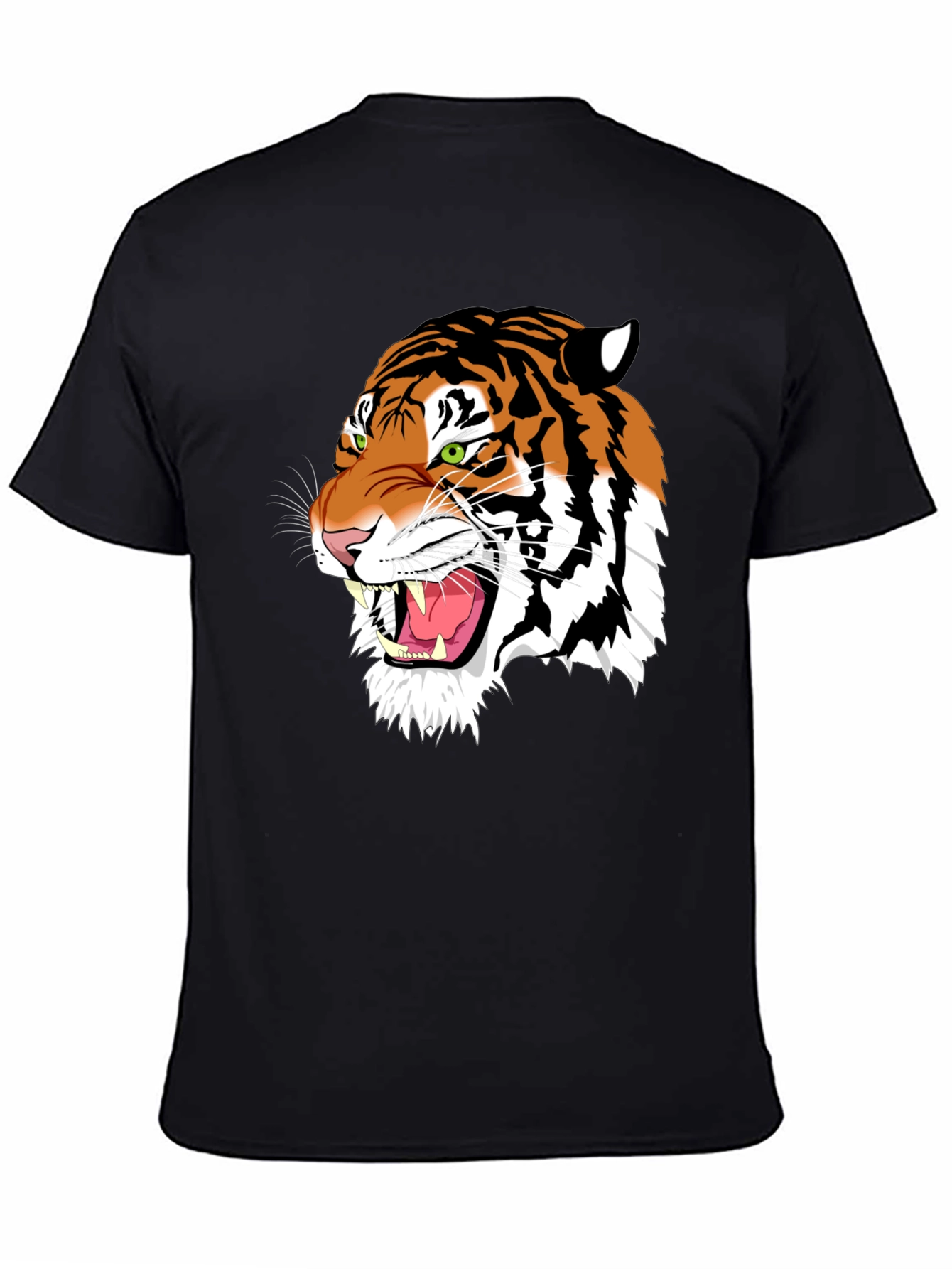 Bold Tiger Graphic Tee - Black Cotton T-Shirt
