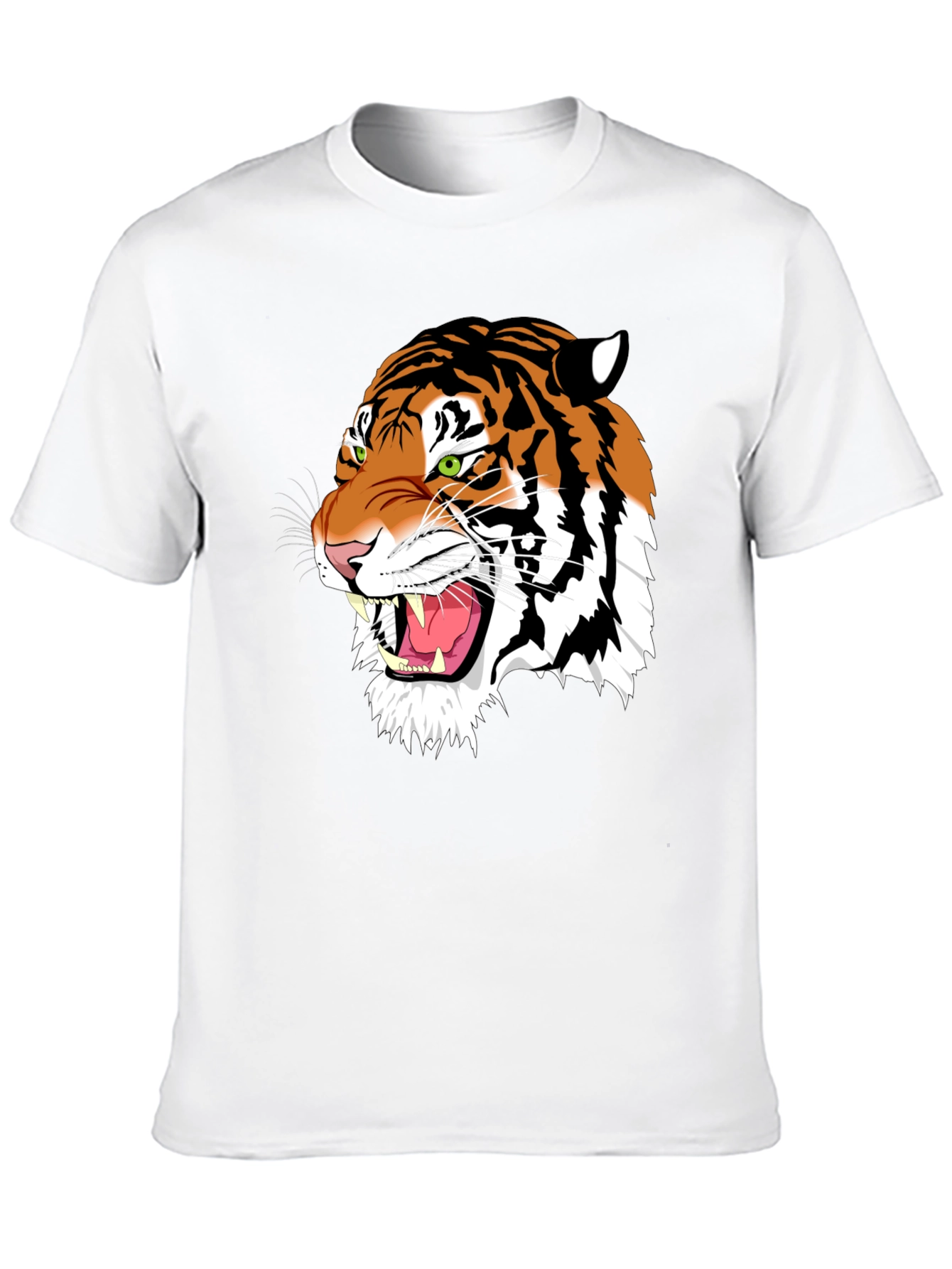 Bold Tiger Graphic Tee - Black Cotton T-Shirt