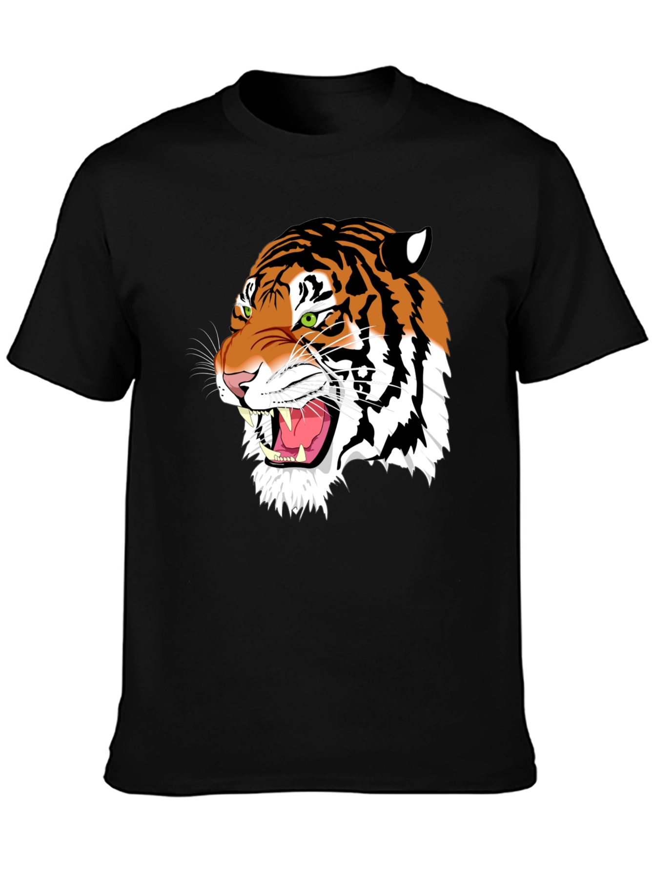 Bold Tiger Graphic Tee - Black Cotton T-Shirt