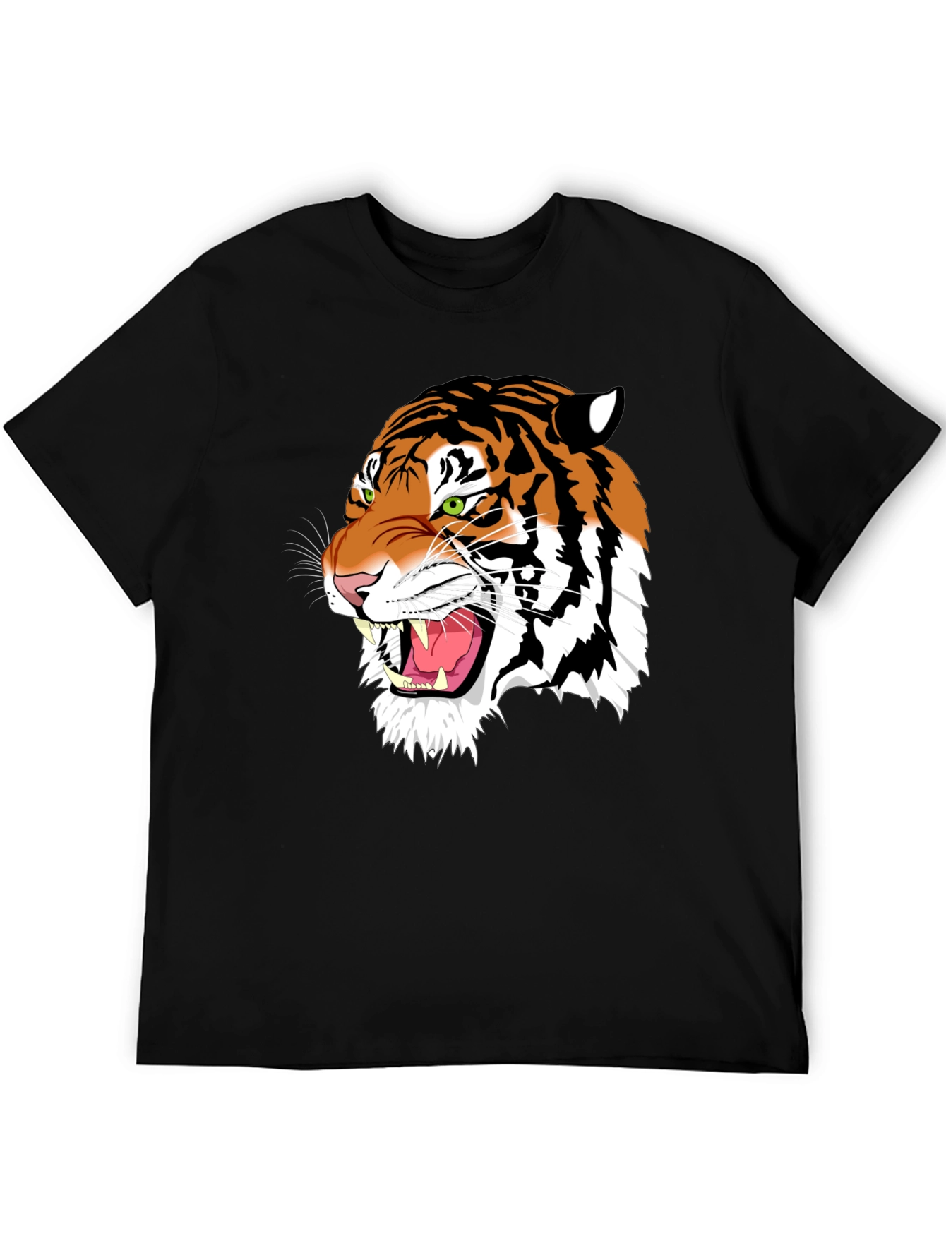 Bold Tiger Graphic Tee - Black Cotton T-Shirt