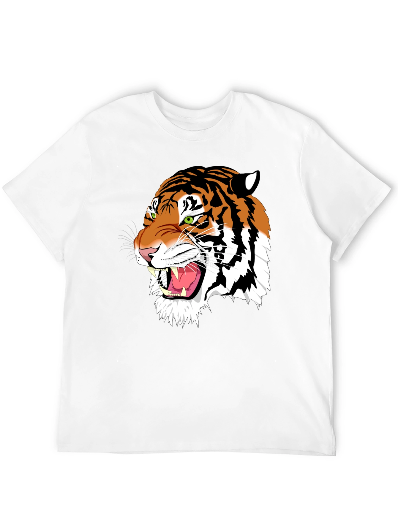 Bold Tiger Graphic Tee - Black Cotton T-Shirt