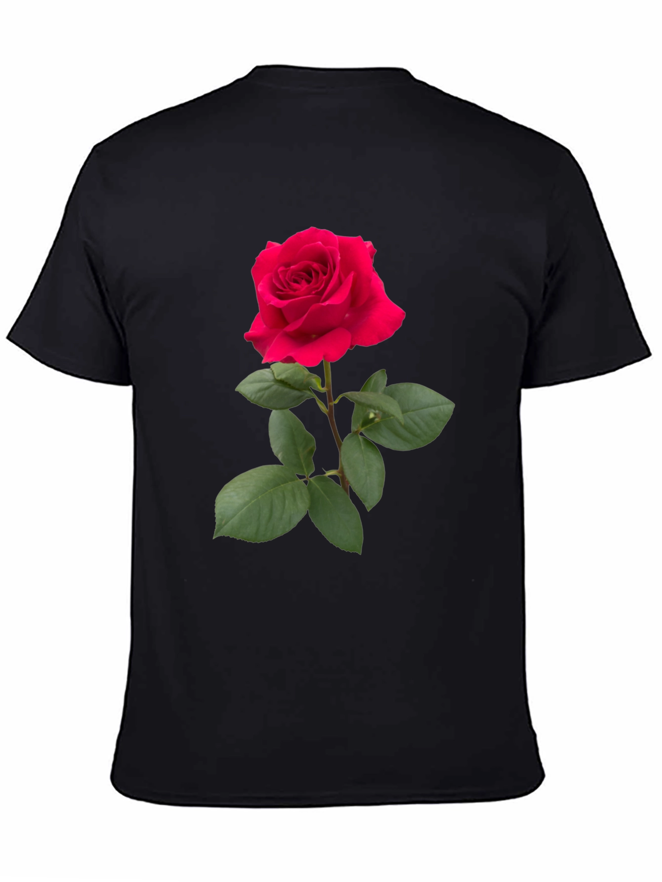 Red Rose Graphic Tee - Classic Black Cotton T-Shirt