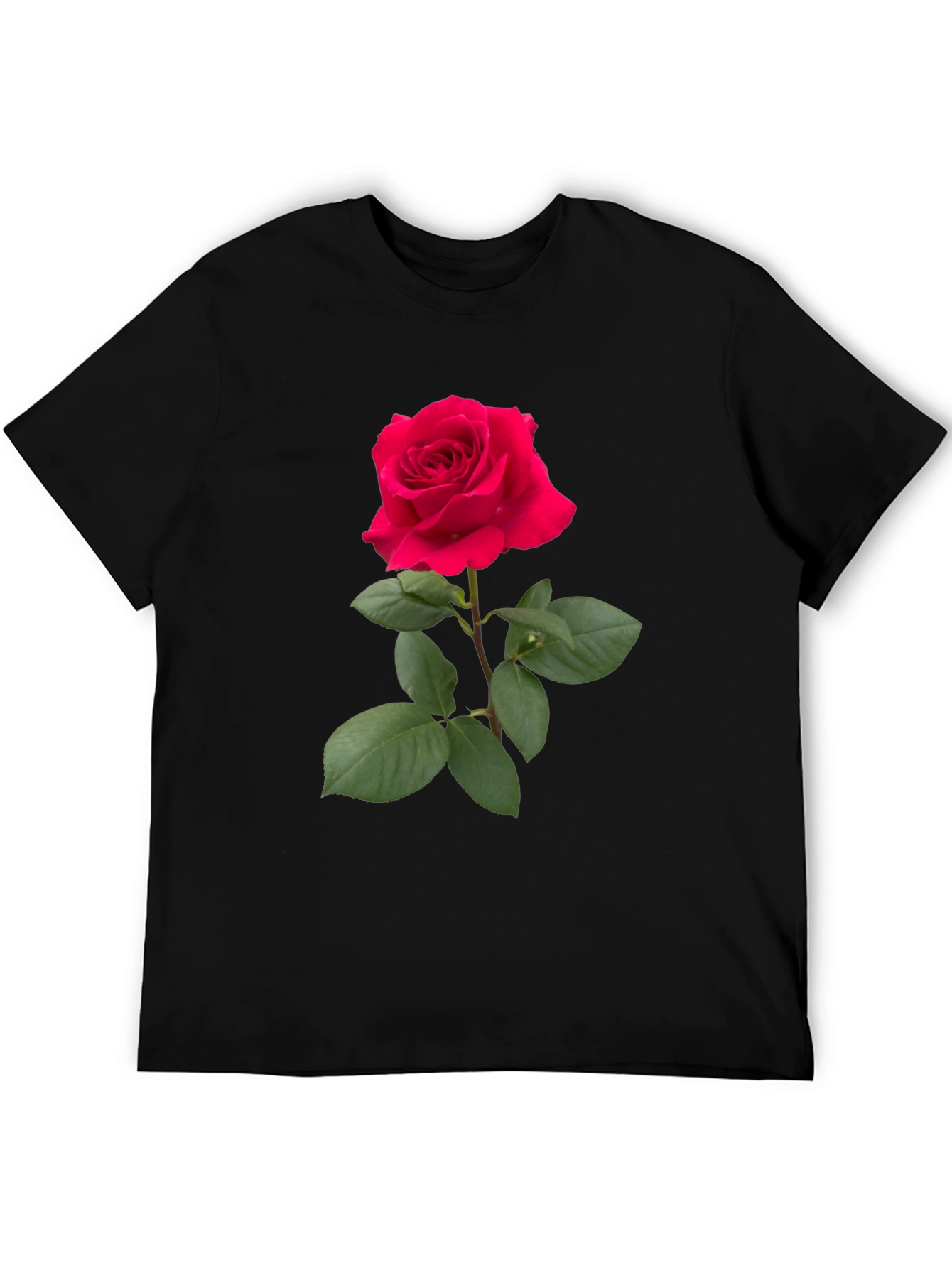 Red Rose Graphic Tee - Classic Black Cotton T-Shirt