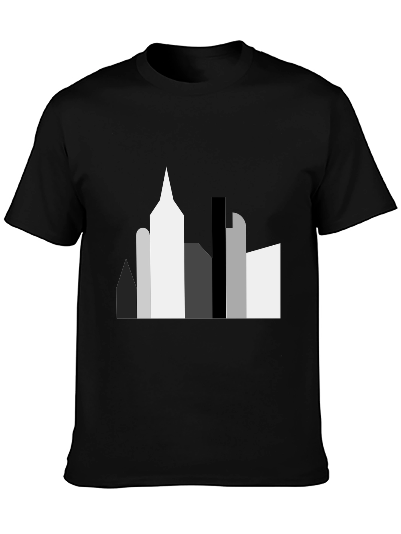 Abstract Cityscape Graphic Tee - Black