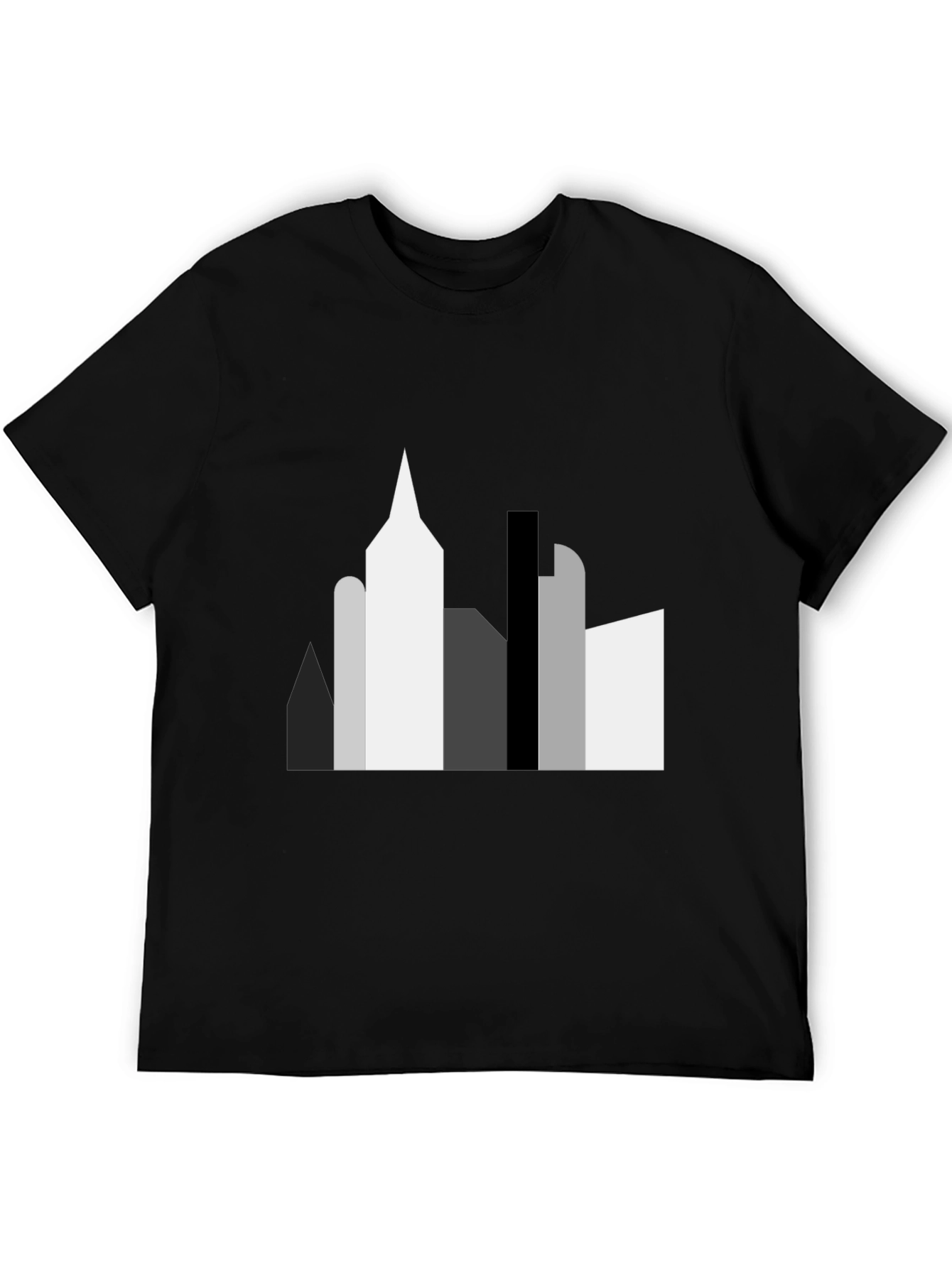 Abstract Cityscape Graphic Tee - Black