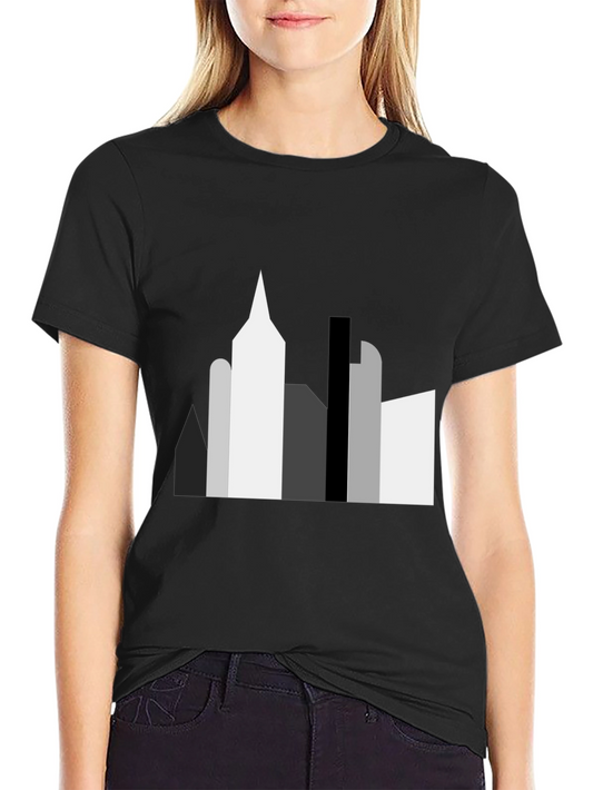 Abstract Cityscape Graphic Tee - Black