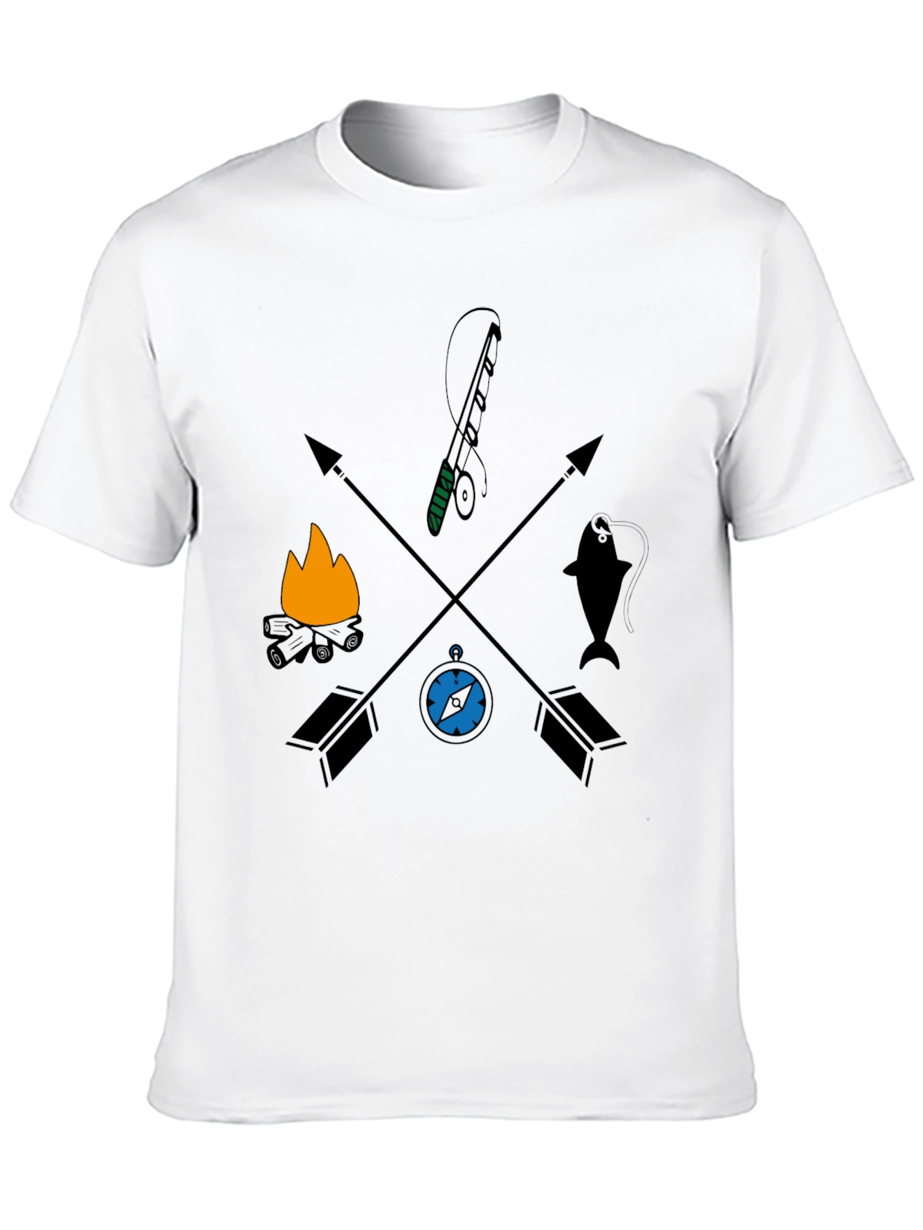 Outdoor Adventure Graphic Tee - Camping Fishing