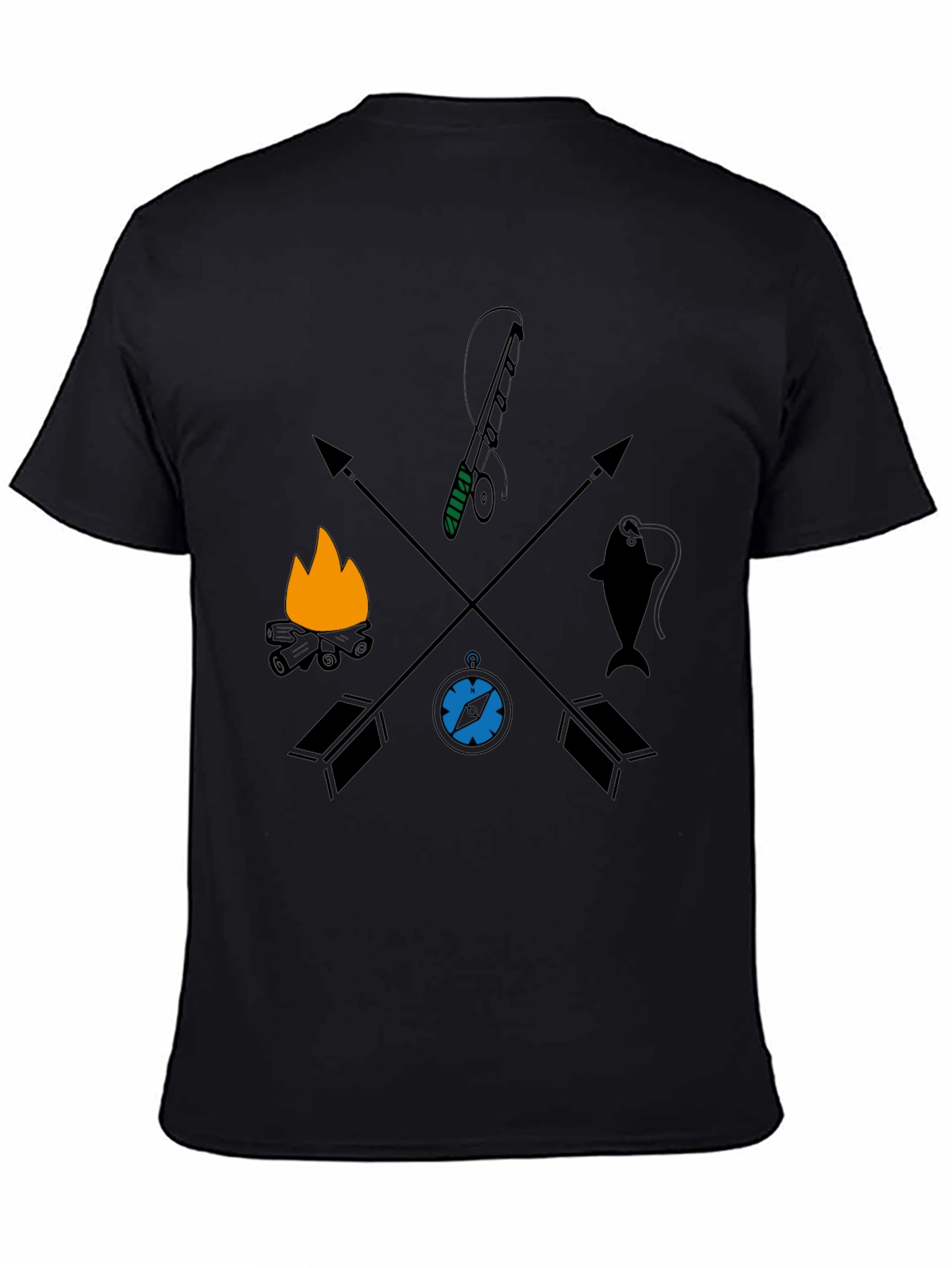 Outdoor Adventure Graphic Tee - Camping Fishing