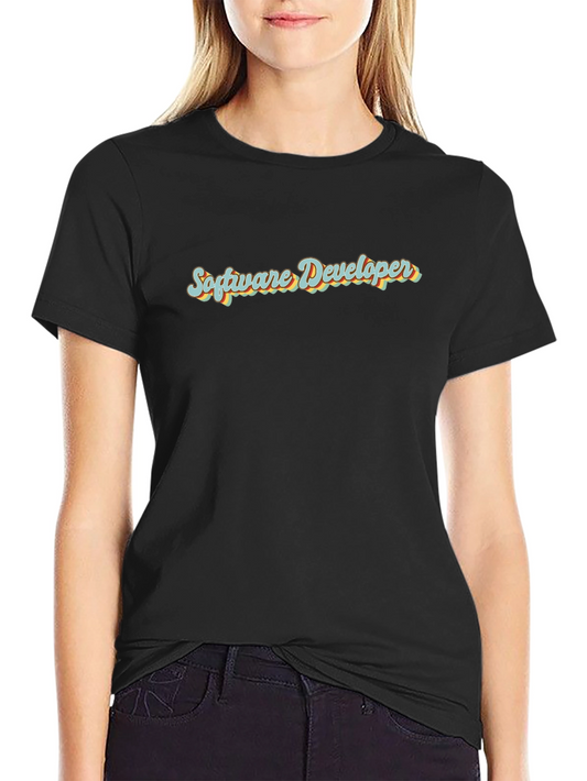 Software Developer Retro Style Black T-Shirt