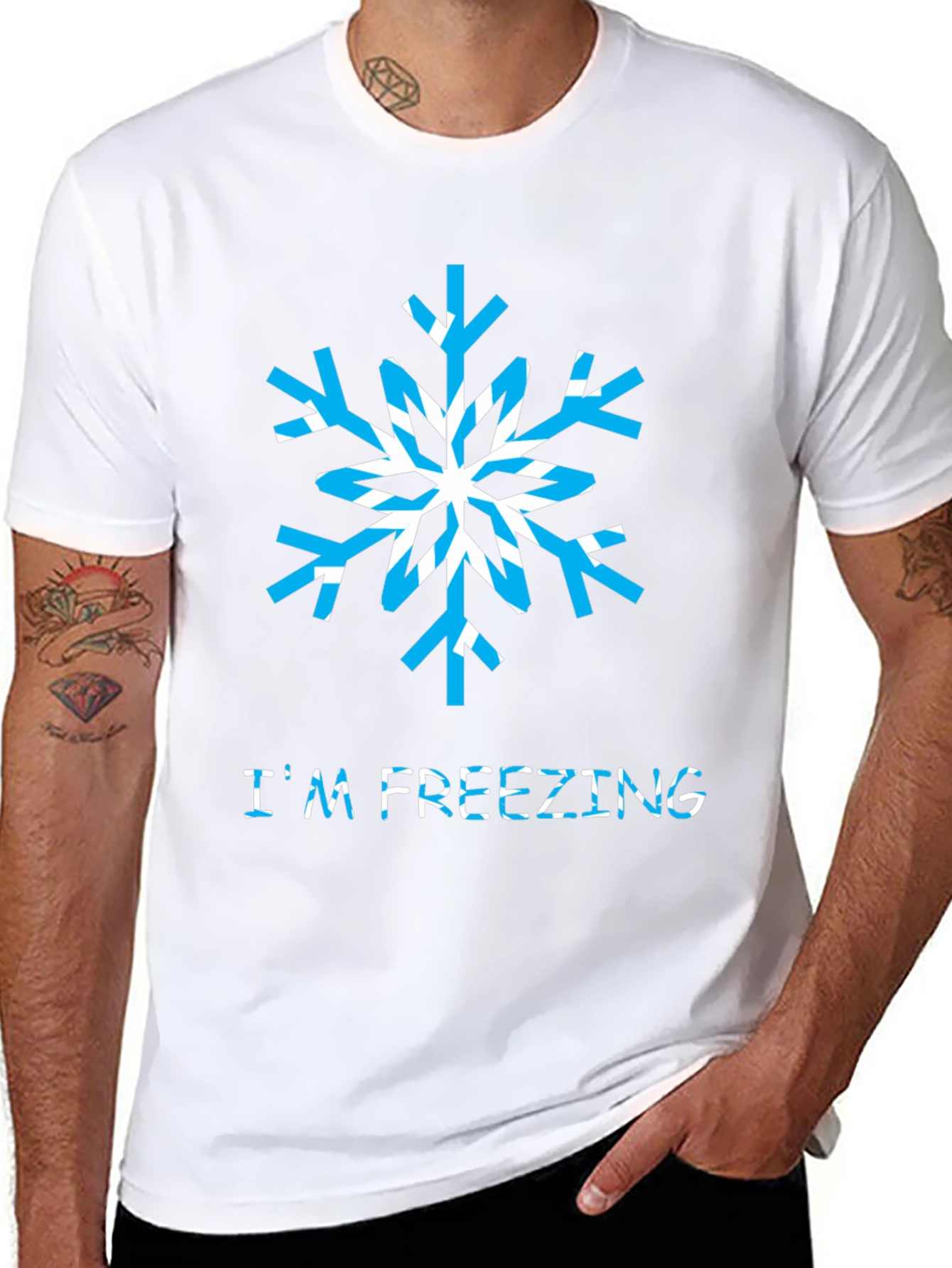 Im Freezing Graphic Tee - Novelty Snowflake Shirt
