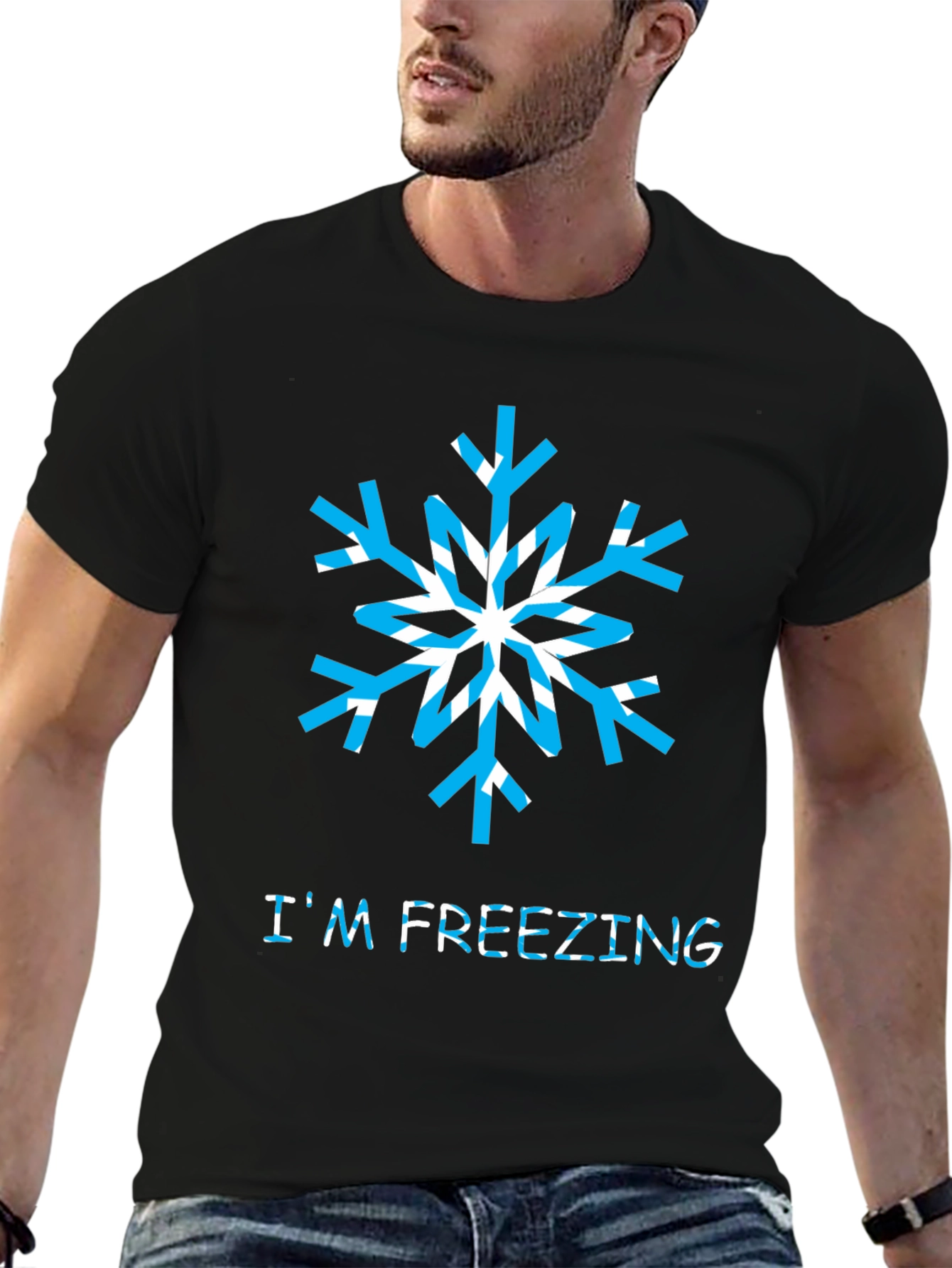 Im Freezing Graphic Tee - Novelty Snowflake Shirt