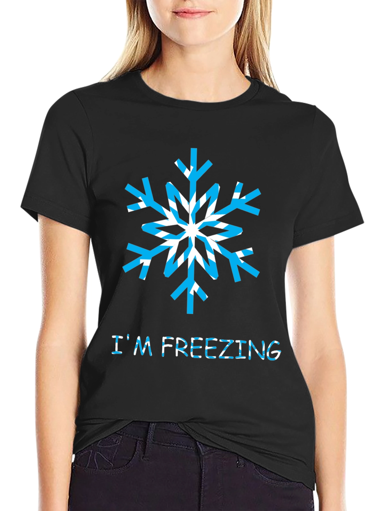 Im Freezing Graphic Tee - Novelty Snowflake Shirt