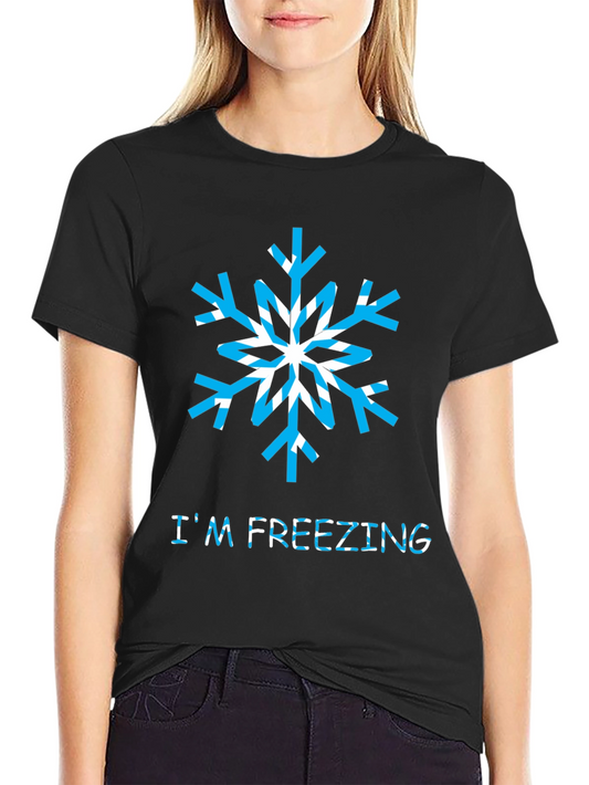 Im Freezing Graphic Tee - Novelty Snowflake Shirt