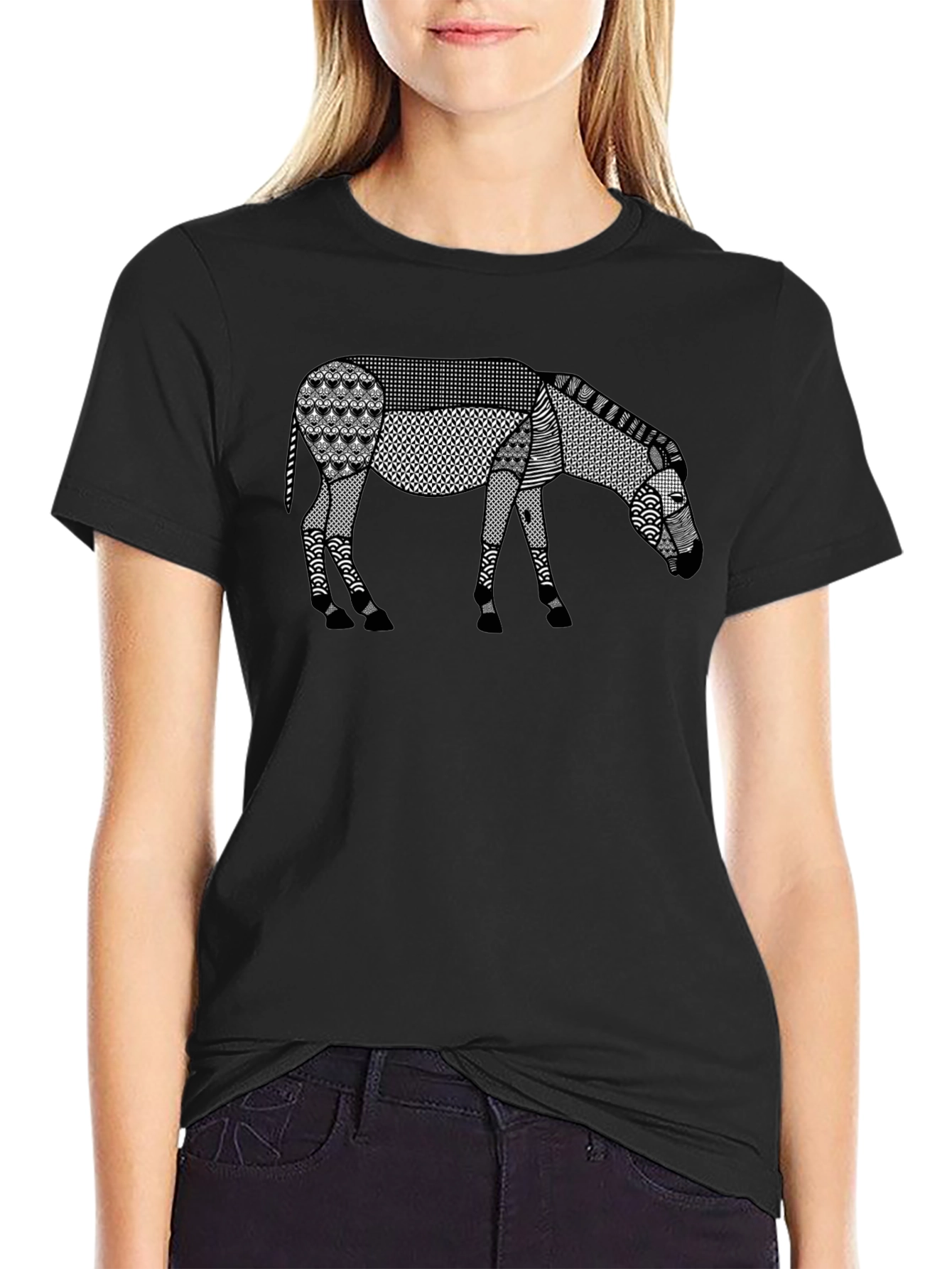 Abstract Zebra Patterned T-Shirt