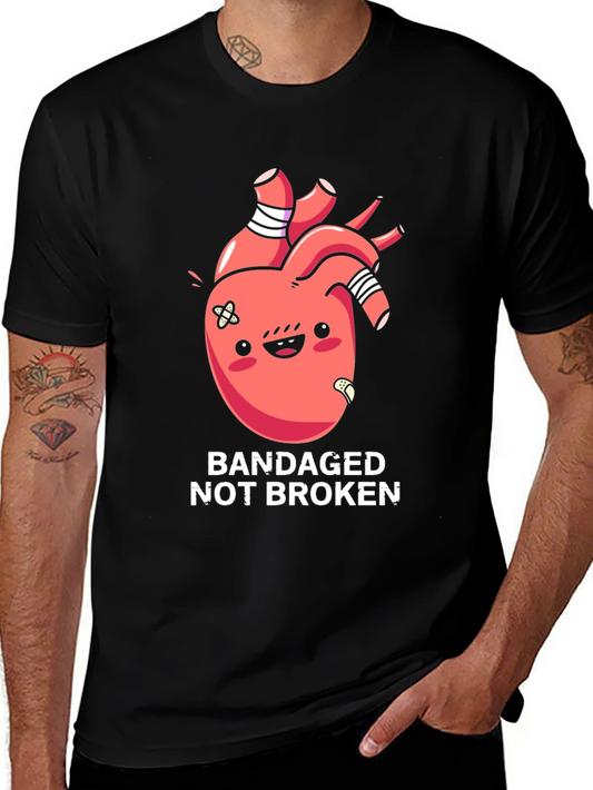 Bandaged Heart Graphic Tee - Not Broken T-Shirt
