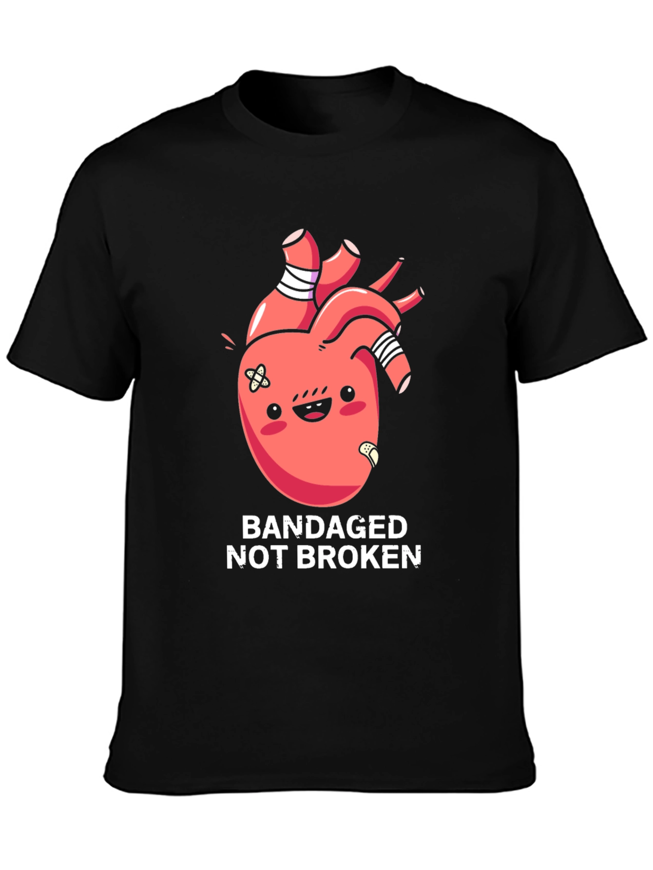 Bandaged Heart Graphic Tee - Not Broken T-Shirt