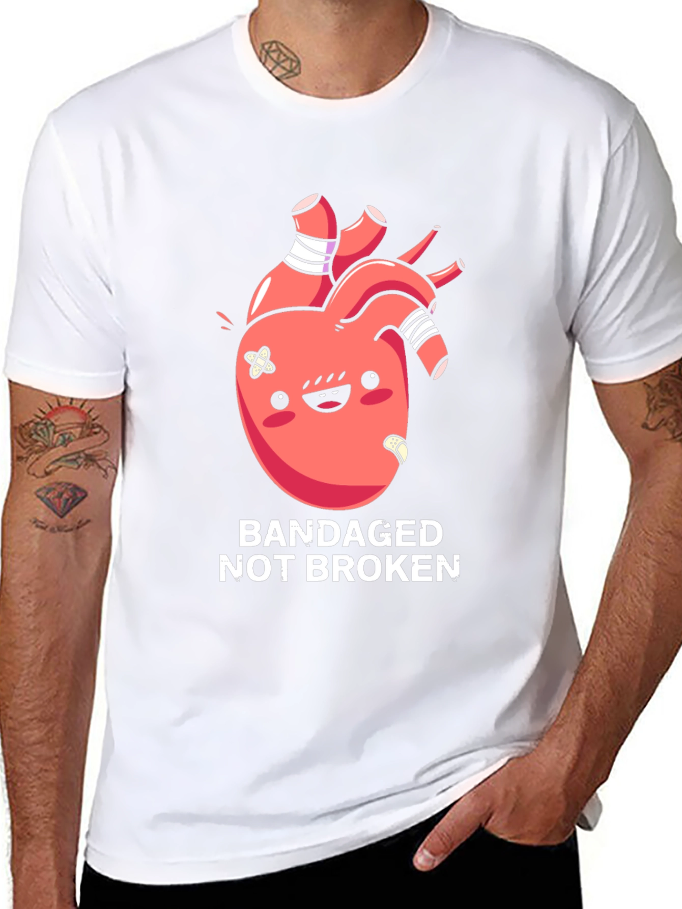 Bandaged Heart Graphic Tee - Not Broken T-Shirt