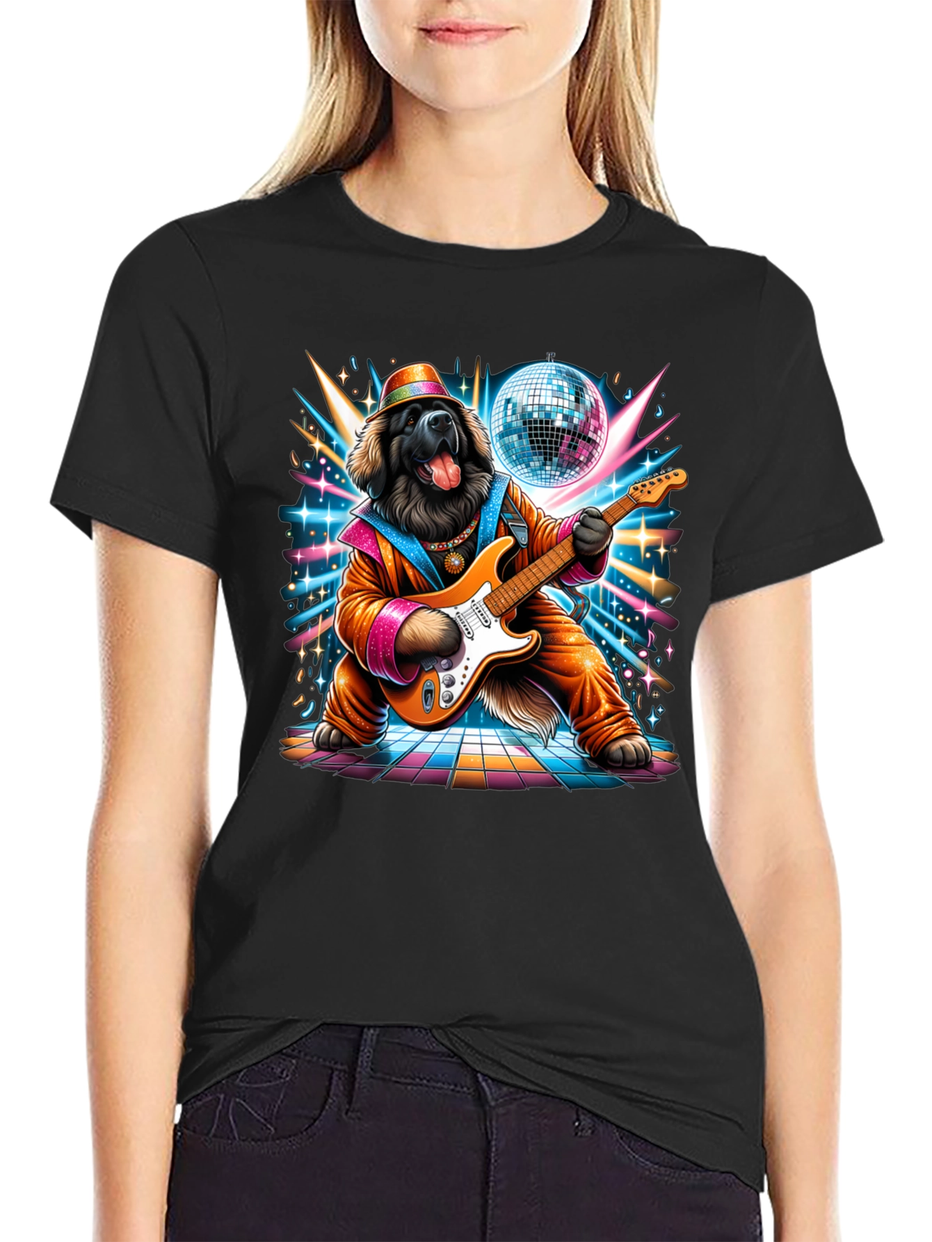 Dog Disco Guitarist Graphic Tee