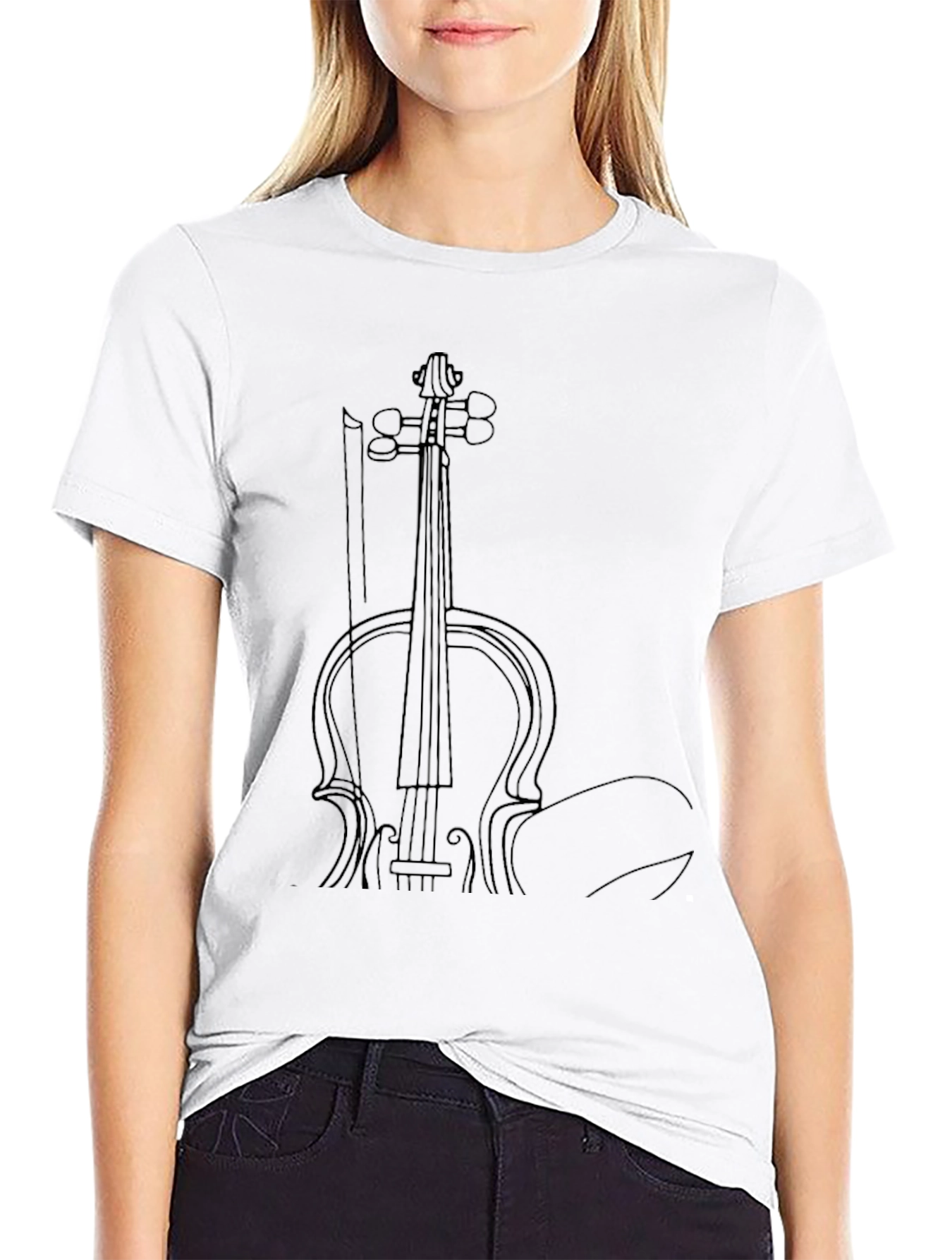 Violin Outline Graphic Tee - Classic Music Lover Shirt