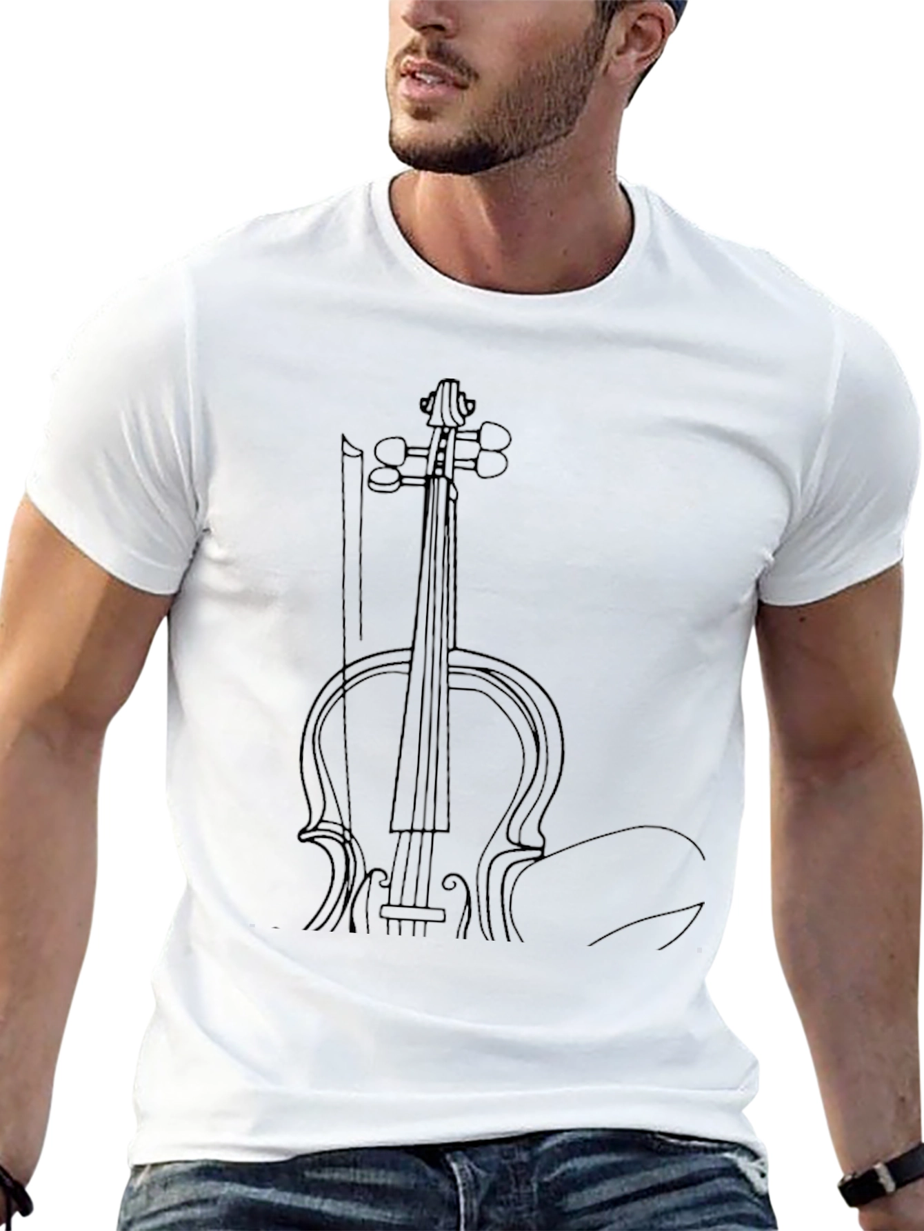 Violin Outline Graphic Tee - Classic Music Lover Shirt