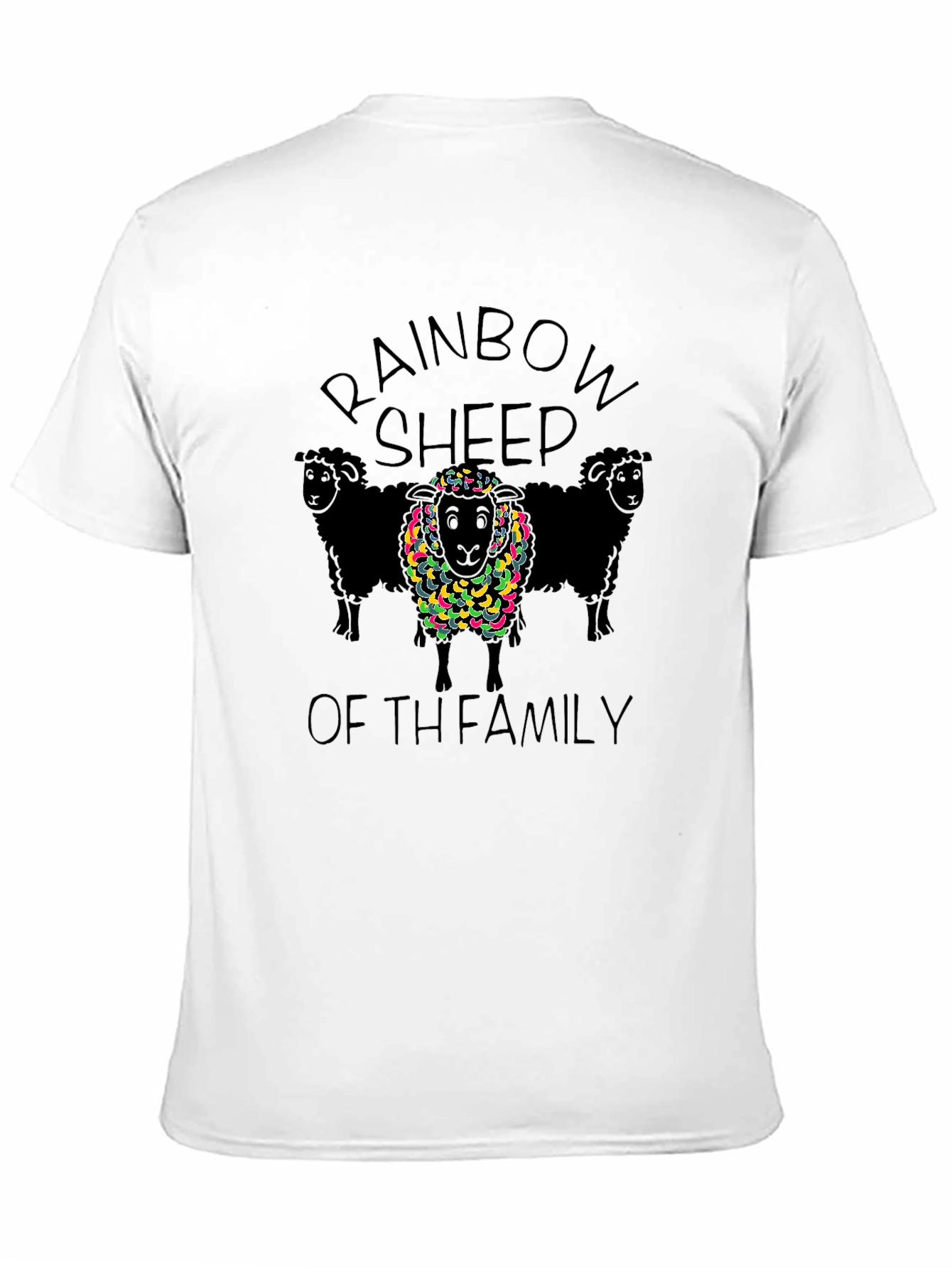 Rainbow Sheep Family Black Tee