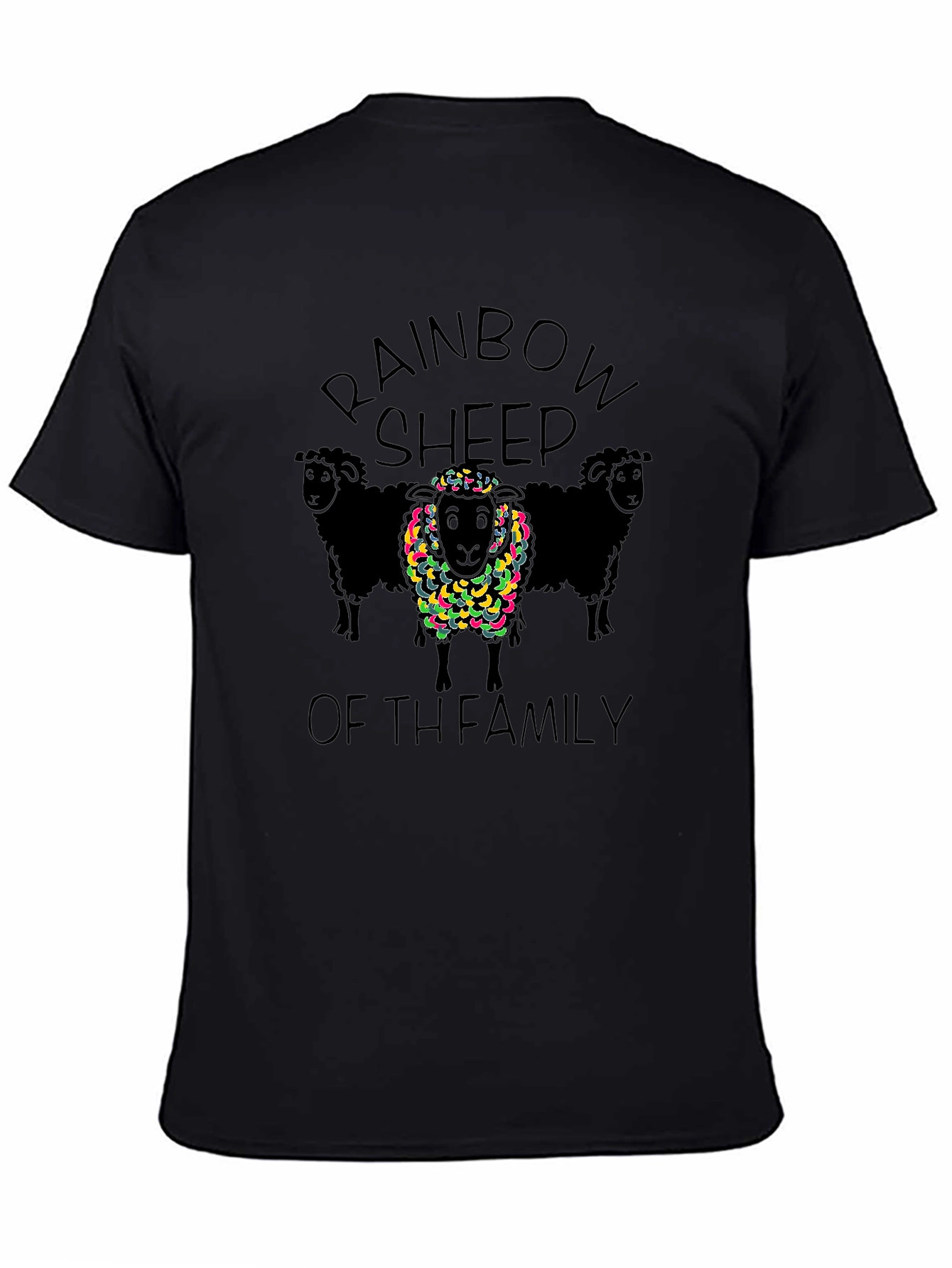 Rainbow Sheep Family Black Tee
