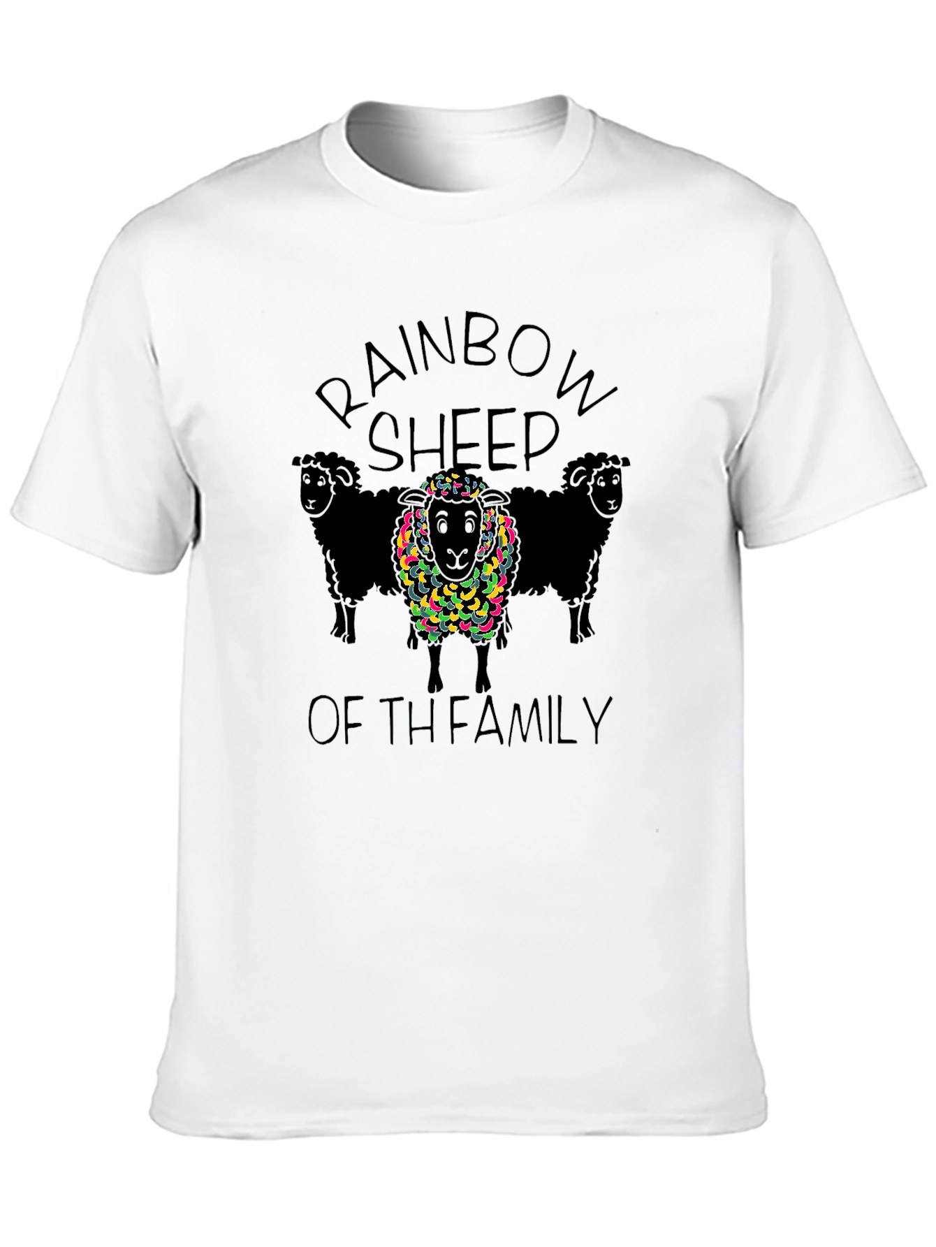 Rainbow Sheep Family Black Tee